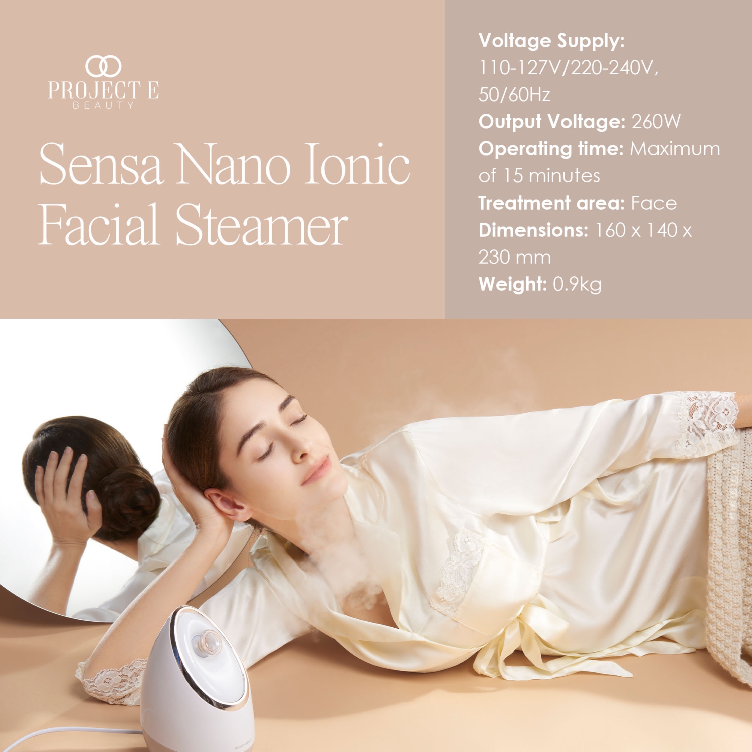 Project E Beauty Sensa Nano Ionic Facial Steamer | Pore Cleansing | Detoxify & Clarify | Moisturize & Hydrate | Aromatherapy