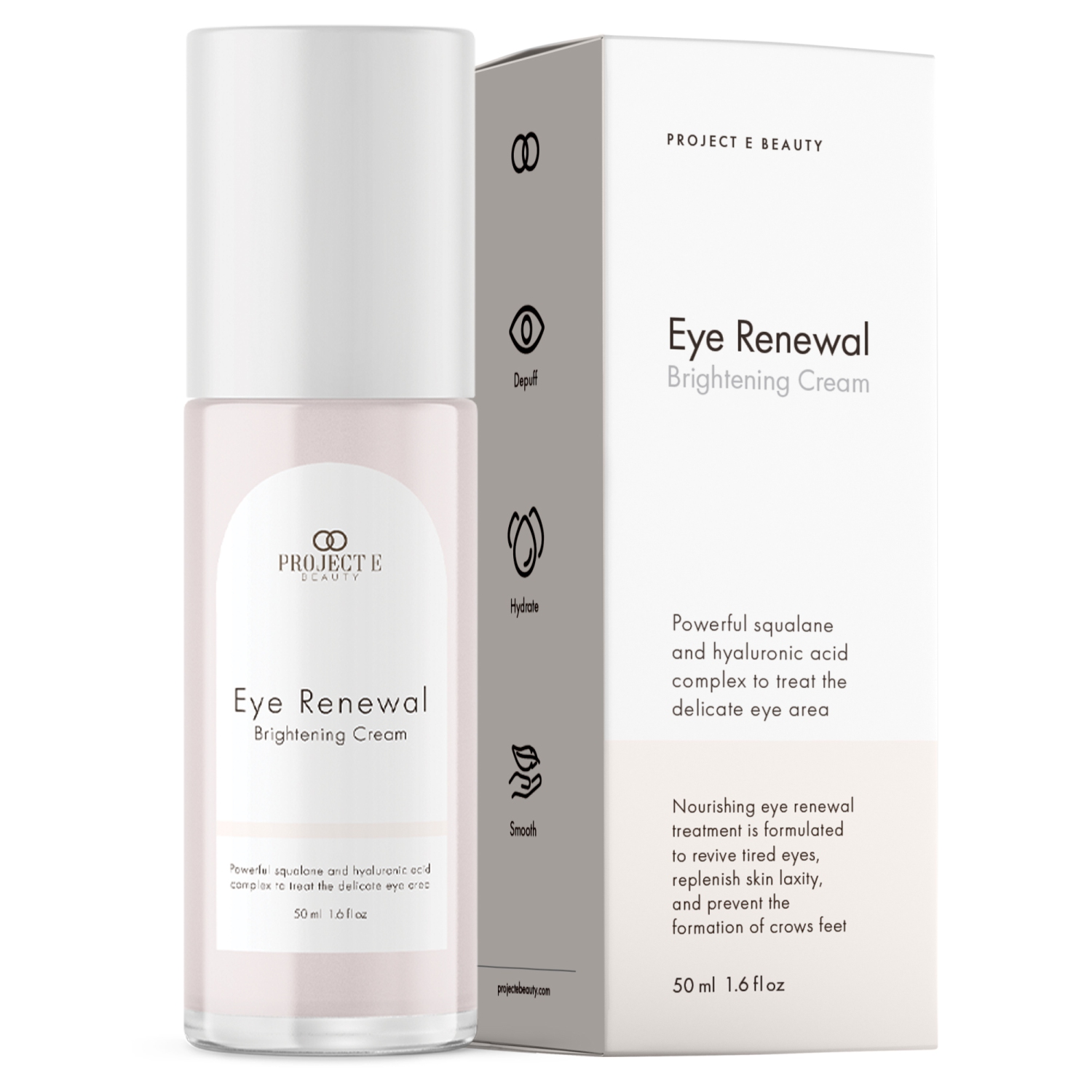 Project E Beauty Eye Renewal Brightening Cream | with Hyaluronic Acid | Smooths Skin | Reduces Puffiness & Dark Circles | 50ml