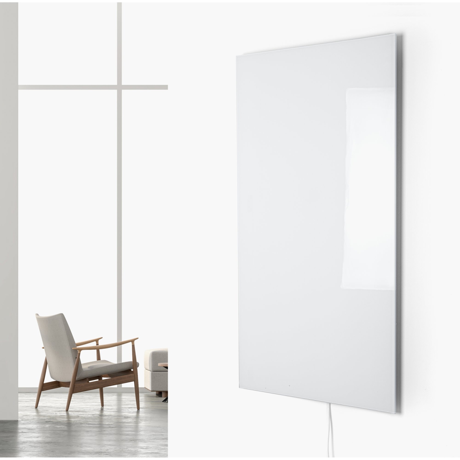 WarmlyYours Ember Glass Radiant Panel, Hardwired or Plug-in,White, 800W, 47" x 24"