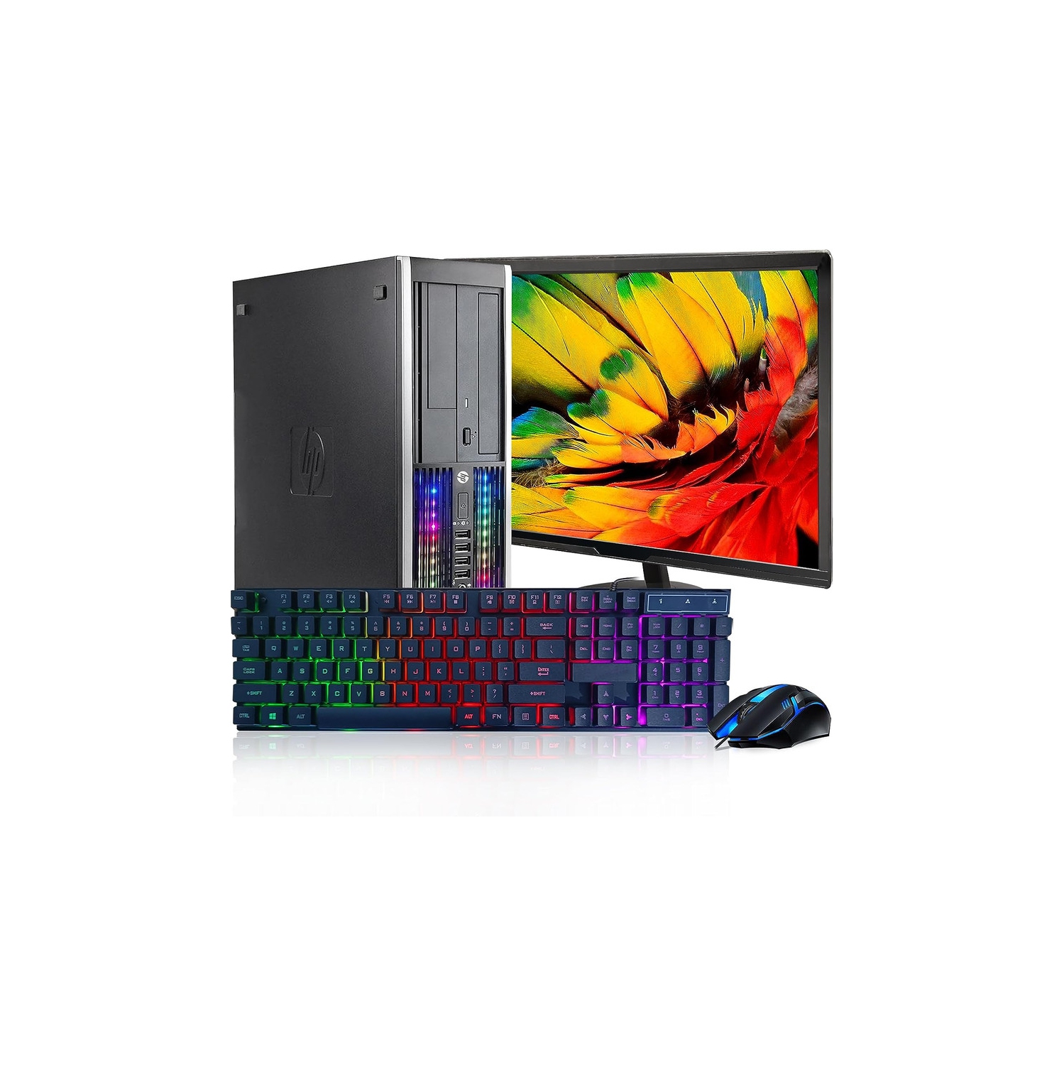 HP RGB Gaming Desktop PC, Intel Core I7 up to 3.9G, GTX 750 Ti 4G, 16G, 512G SSD, 600M WiFi, BT, RGB Keyboard & Mouse, New 22" FHD LED, Win 10 Pro -Refurbished Excellent