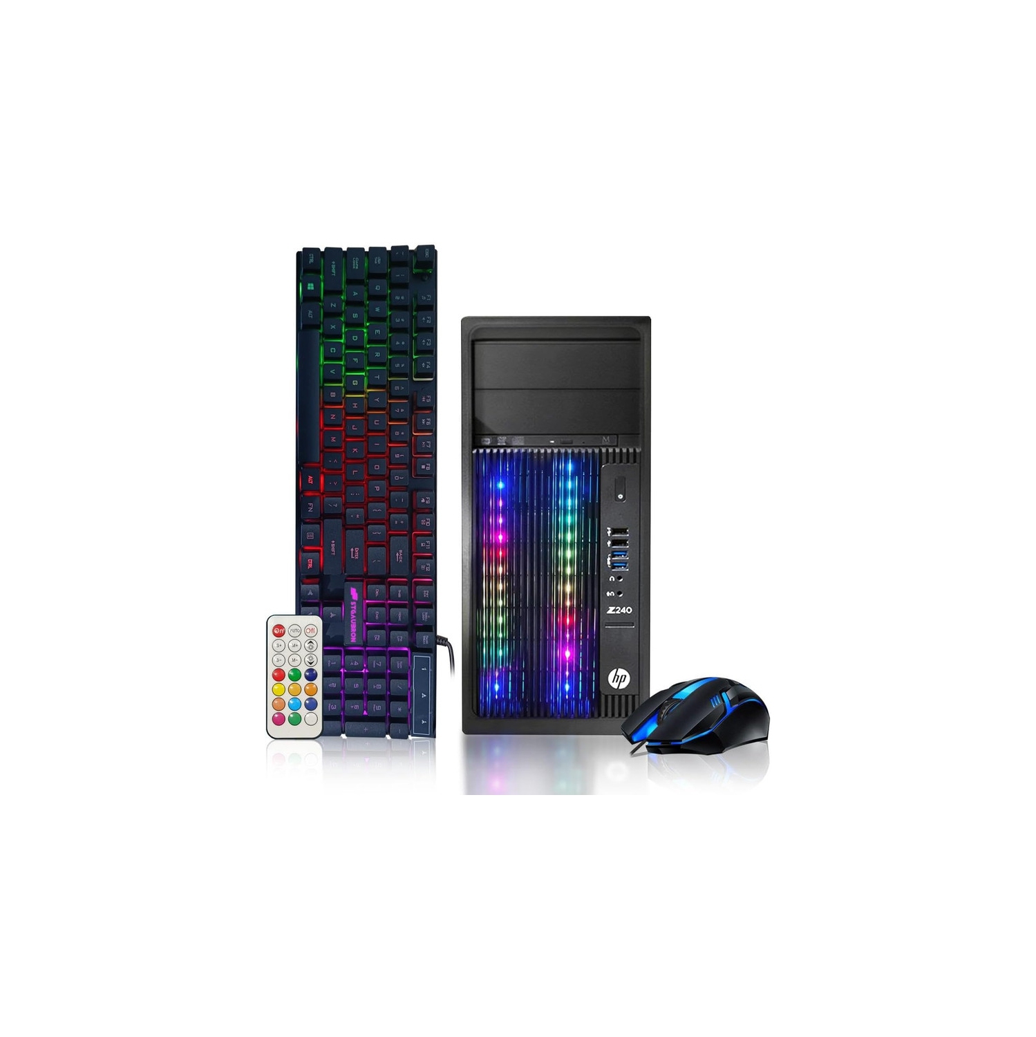 Refurbished (Excellent) - HP RGB Gaming Desktop PC, Intel CI7-6700 up to 4.0GHz, GeForce RTX 2060 Super 8G GDDR6, 32GB DDR4, 1T SSD + 3T, RGB KB & MS, 600M WiFi & BT, Win 10 Pro