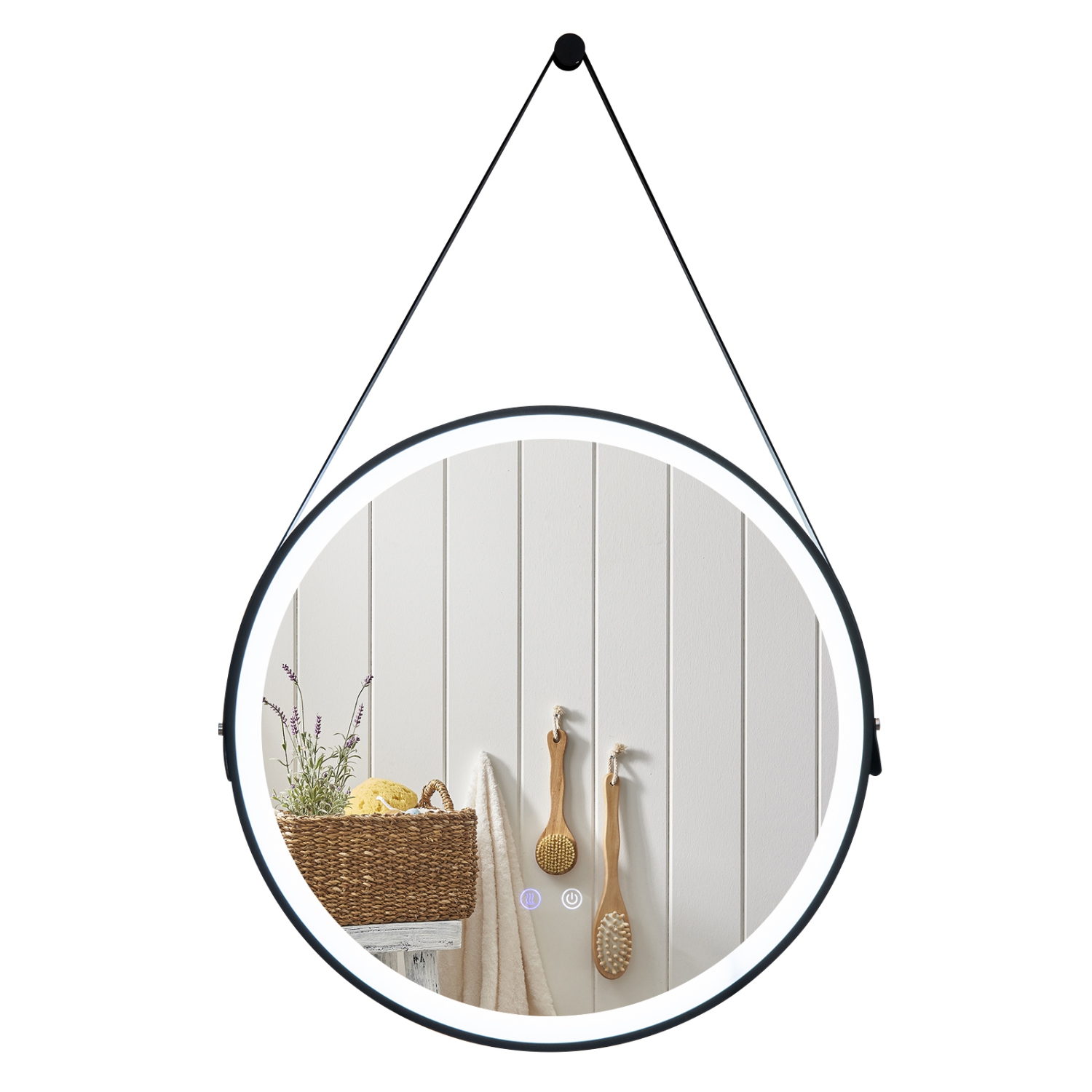 costway 24" Round LED Bathroom Mirror 3 Color Modes Anti-Fog Wall Mounted Hanging Mirror