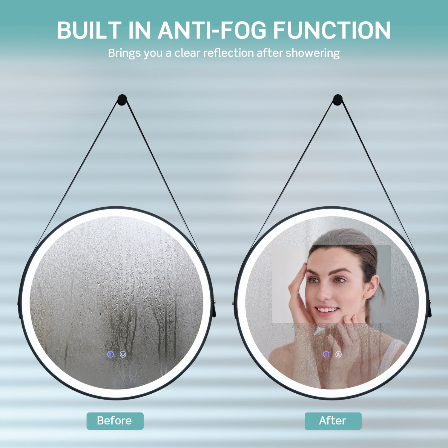 costway 24" Round LED Bathroom Mirror 3 Color Modes Anti-Fog Wall Mounted Hanging Mirror