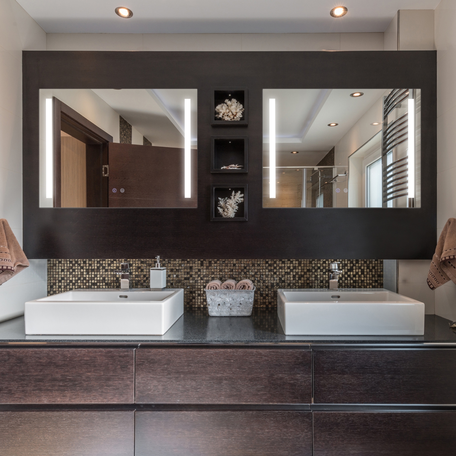 Costway 32"x24" Led Bathroom Mirror Wall Mounted Dimmable 3 Color Temperatures Anti-fog