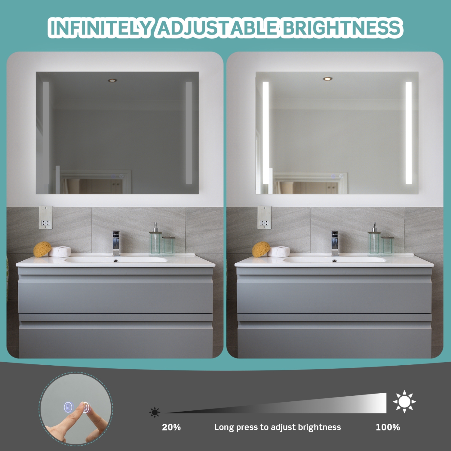 Costway 32"x24" Led Bathroom Mirror Wall Mounted Dimmable 3 Color Temperatures Anti-fog