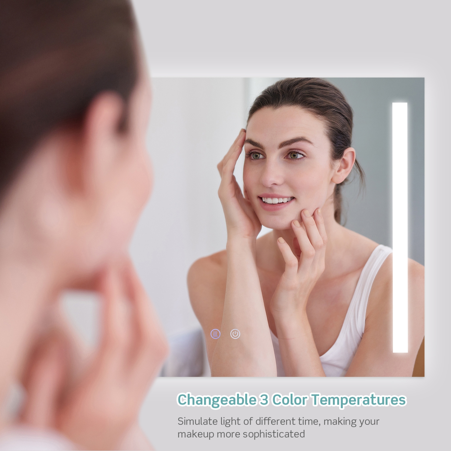 Costway 32"x24" Led Bathroom Mirror Wall Mounted Dimmable 3 Color Temperatures Anti-fog