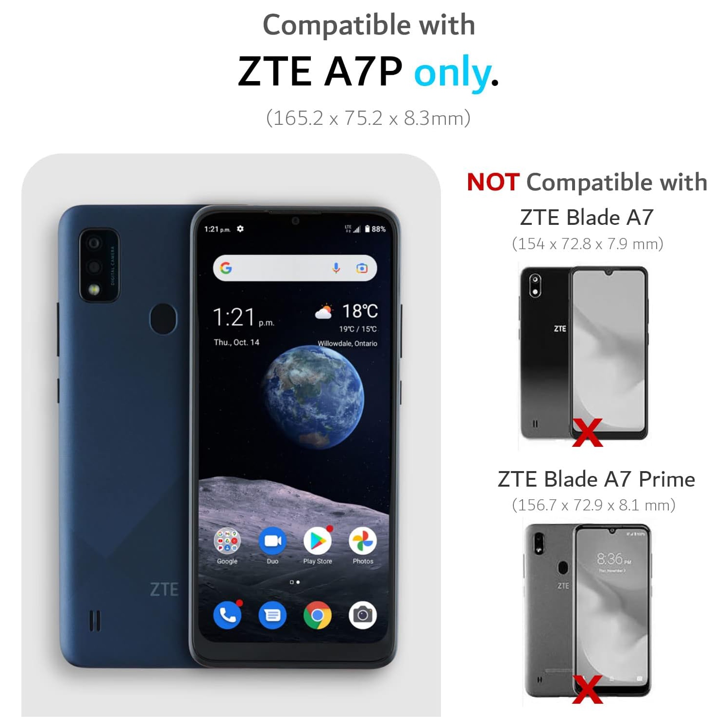 XCRS Slim Shockproof Crystal Acrylic Cover with Complete overall Protection, bumper and reinforced edges case for ZTE Blade A7P 6.5 inch