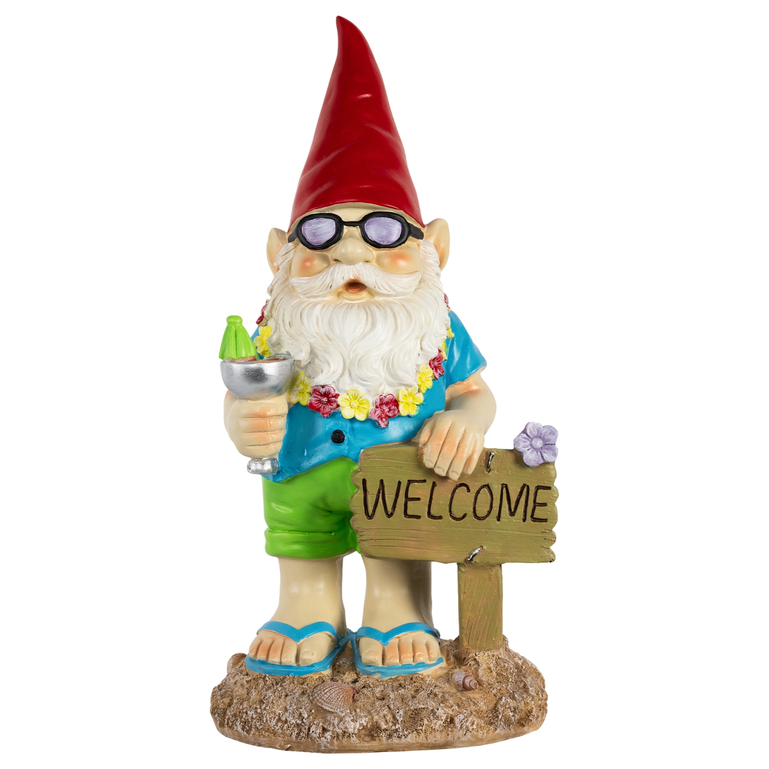 16" Summer Time "Welcome" Gnome Outdoor Garden Statue