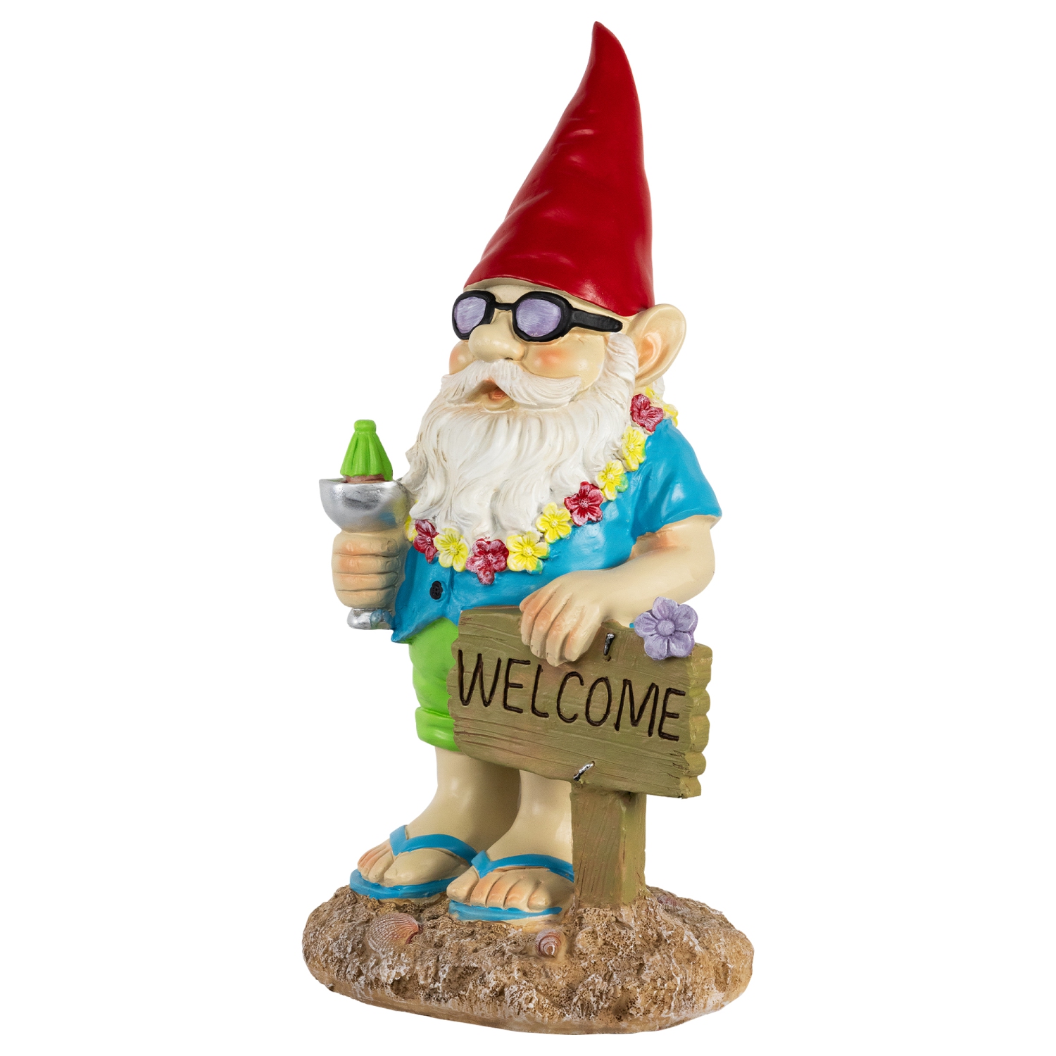 16" Summer Time "Welcome" Gnome Outdoor Garden Statue