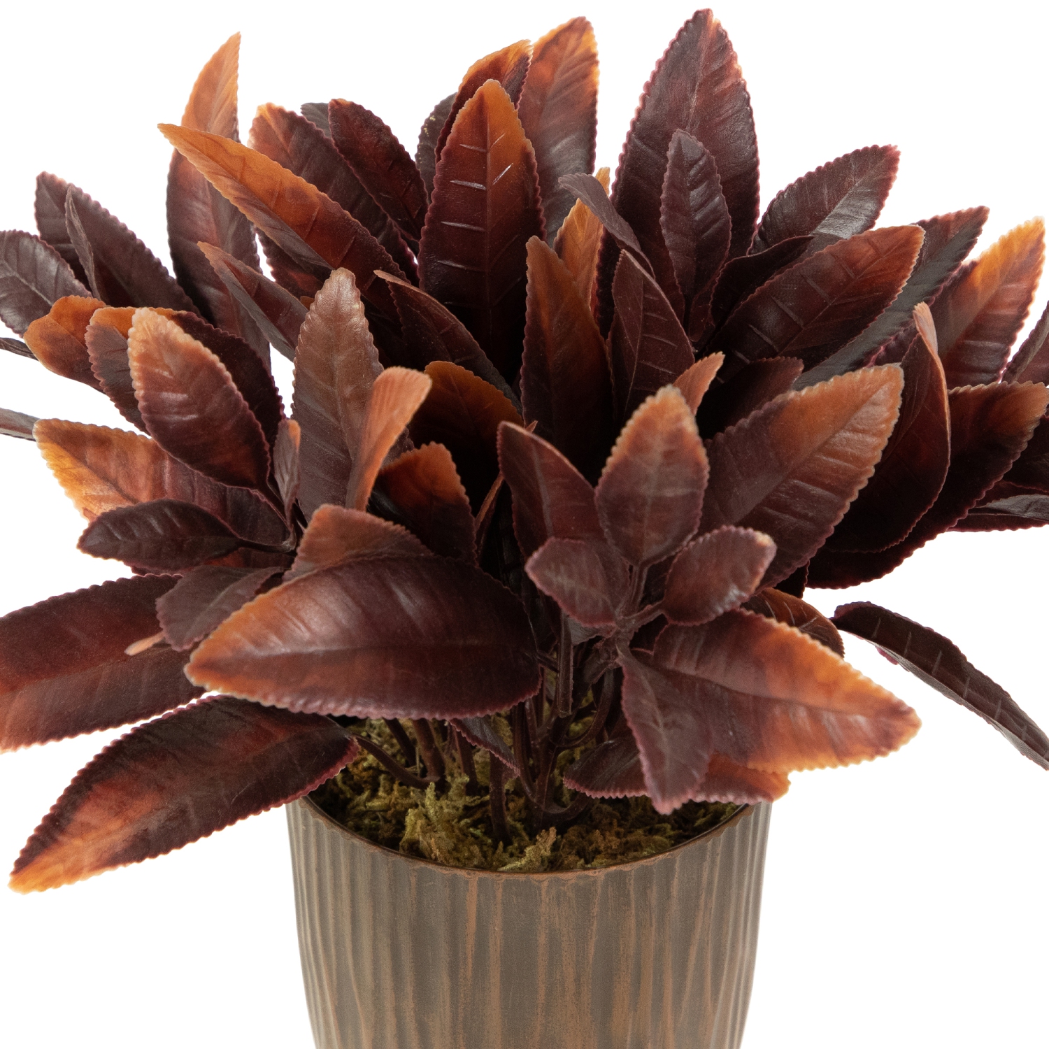 Two-Tone Artificial Foliage Plant in a Textured Lined Pot - 8"