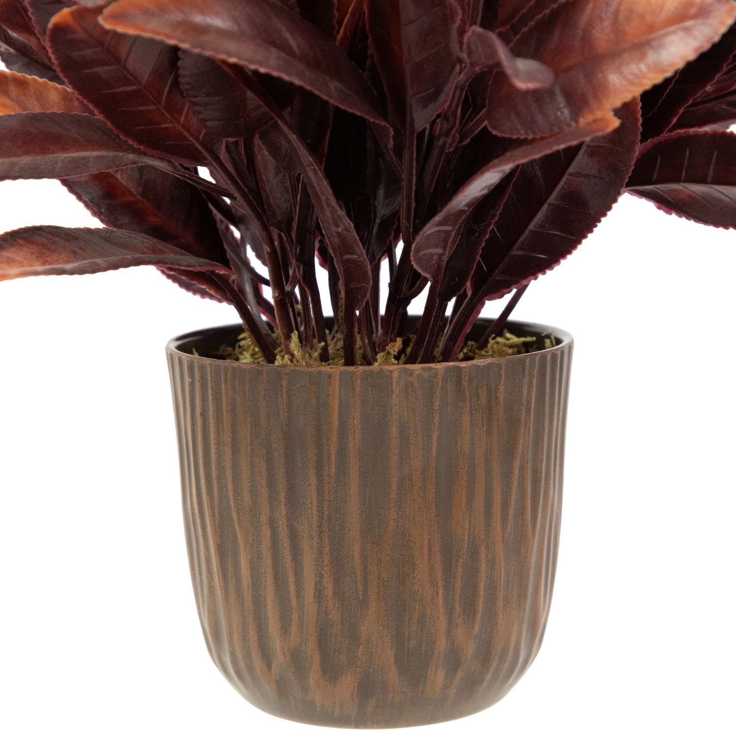 Two-Tone Artificial Foliage Plant in a Textured Lined Pot - 8"