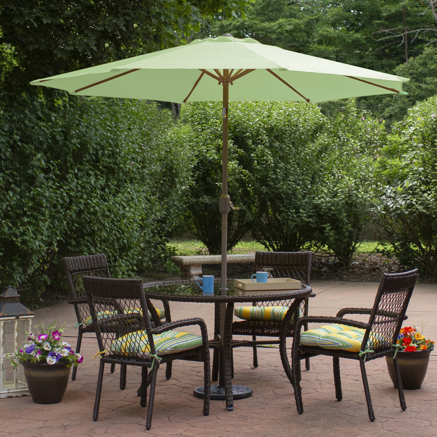 9ft Outdoor Patio Market Umbrella with Hand Crank and Tilt, Sage Green