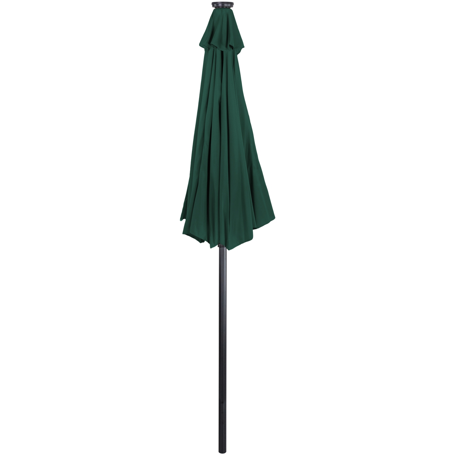 9ft Solar Lighted Outdoor Patio Market Umbrella with Hand Crank and Tilt, Hunter Green