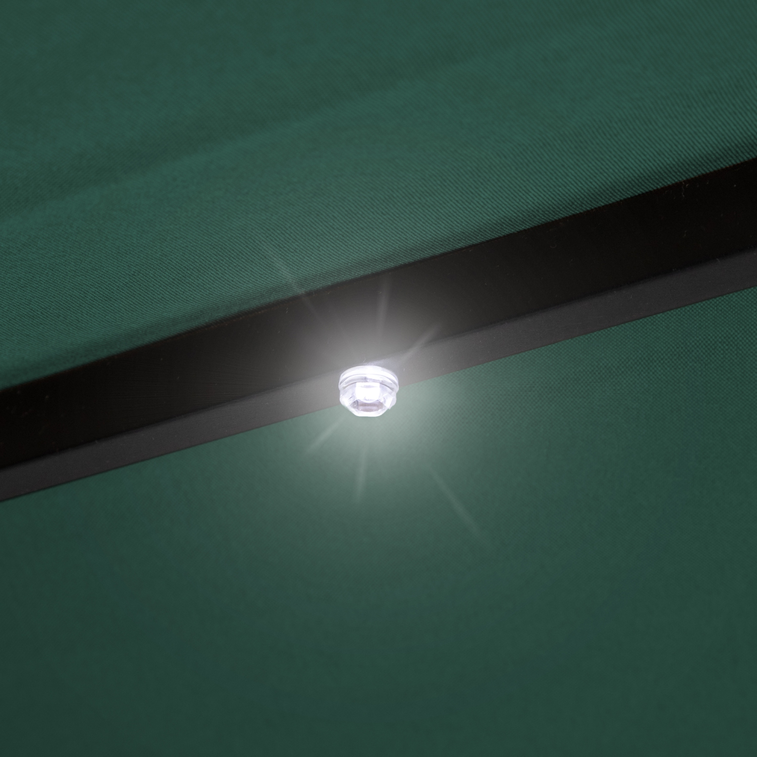 9ft Solar Lighted Outdoor Patio Market Umbrella with Hand Crank and Tilt, Hunter Green