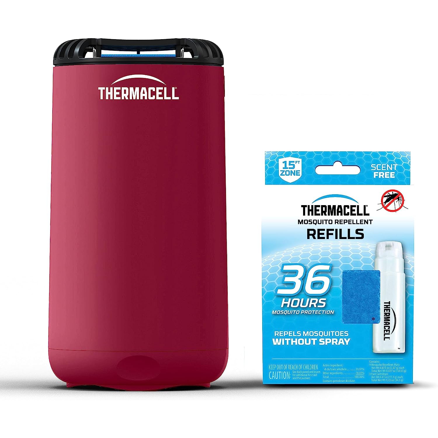 Thermacell Patio Shield Mosquito Repeller And Refill Bundle - DEET-Free & Scent-Free - Red