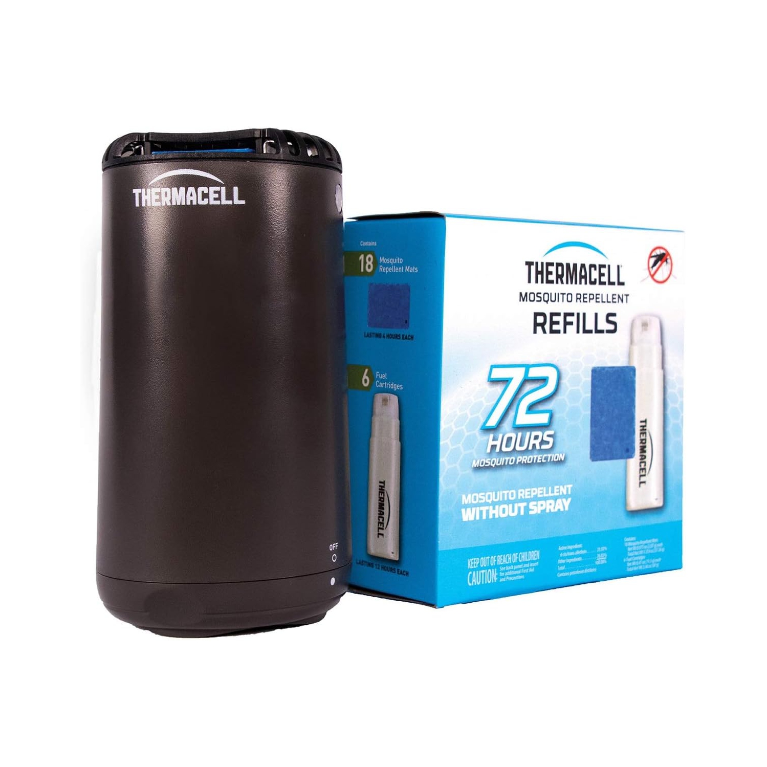 Thermacell Patio Shield Mosquito Repeller And Refill Bundle - DEET-Free & Scent-Free - Black