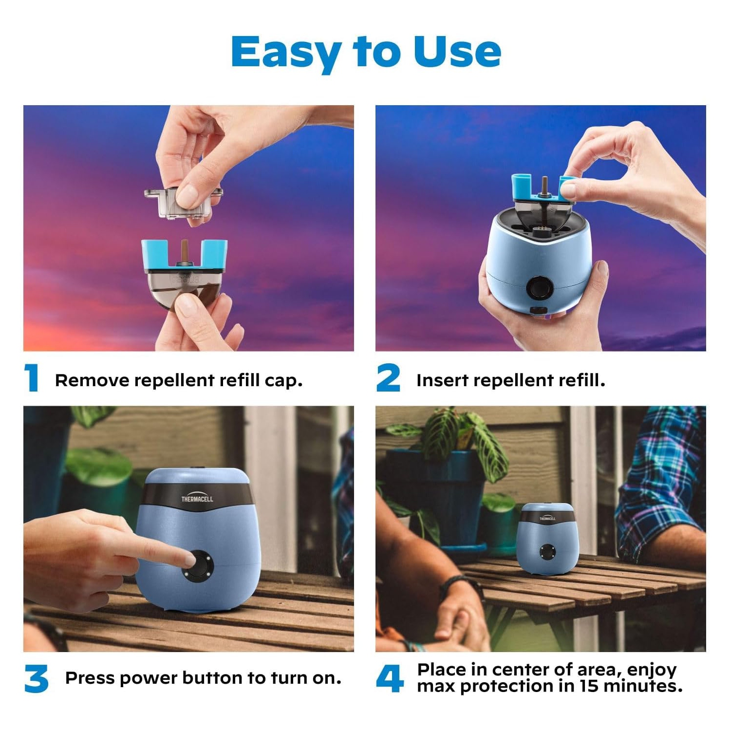 Chasse-moustiques ThermaCELL rechargeable Repeller série E avec autonomie de 5,5 heures