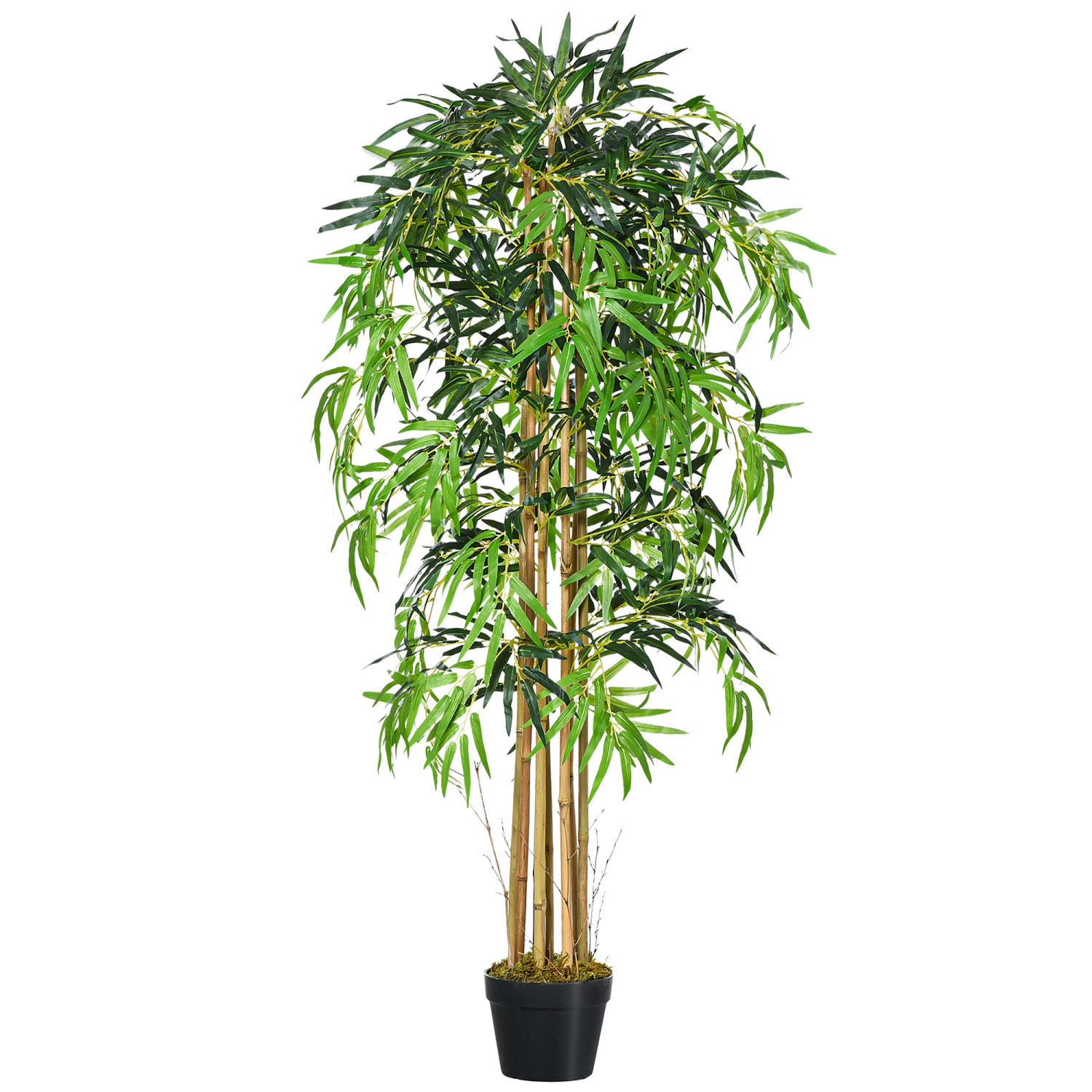 HOMCOM 5FT Artificial Bamboo Tree, Fake Plant with 1095 Leaves, Greenery Plant in Nursery Pot for Indoor and Outdoor, Green