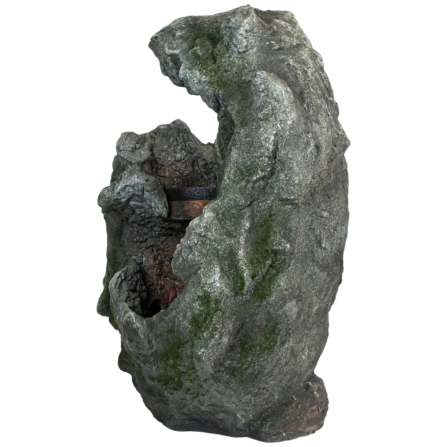 32" Lighted Rock Waterfall Outdoor Garden Water Fountain