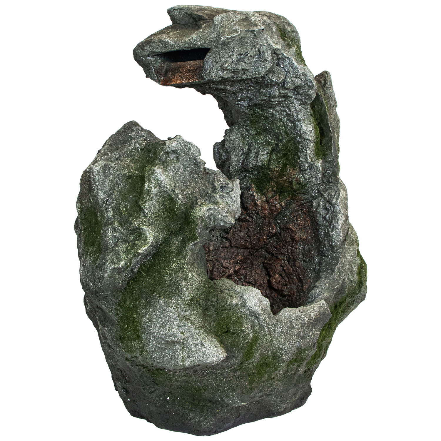 32" Lighted Rock Waterfall Outdoor Garden Water Fountain