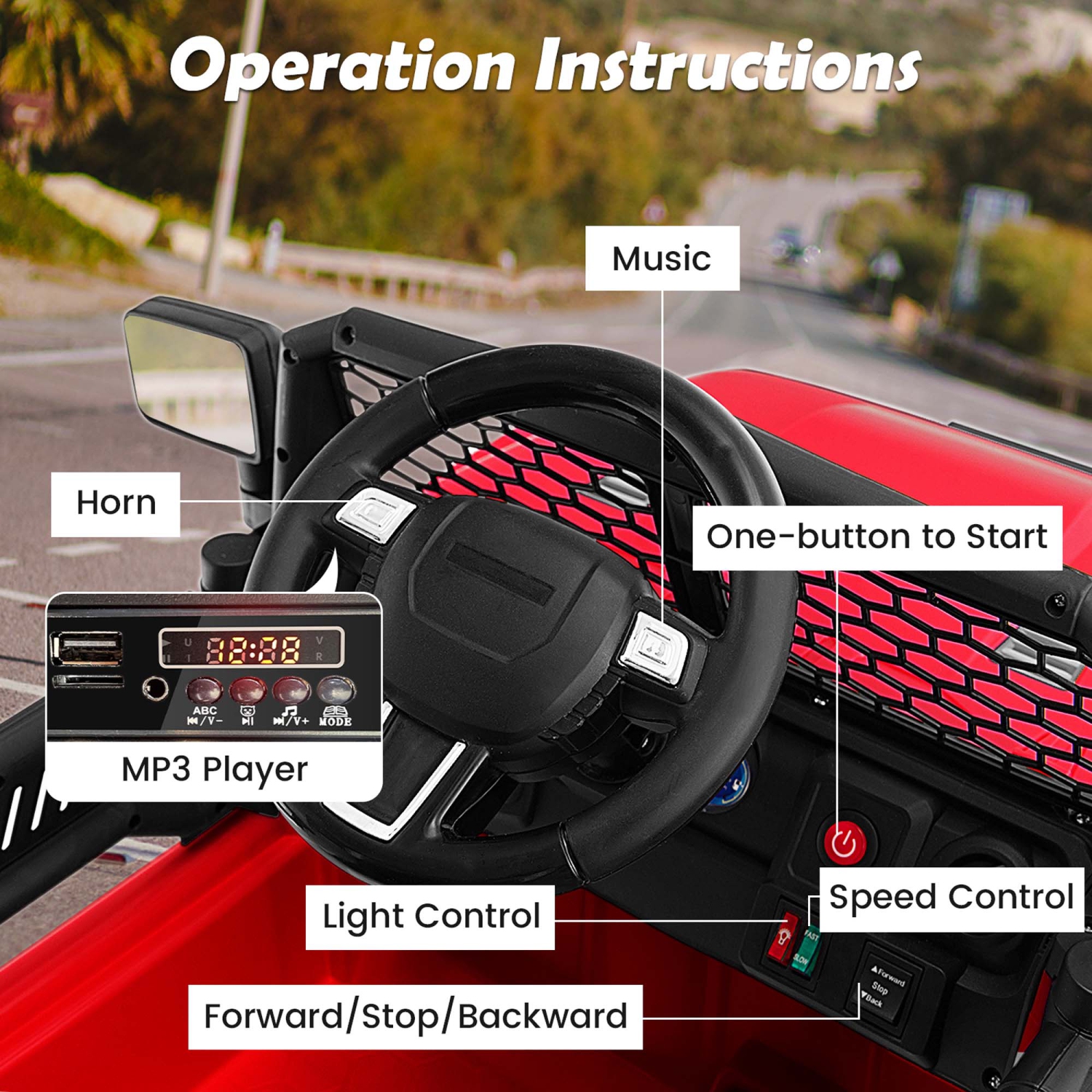 Costway 12V Battery Powered Ride On Truck Electric Kids Ride On Car with Remote Control 4-Wheel Vehicle Toy for Boys & Girls