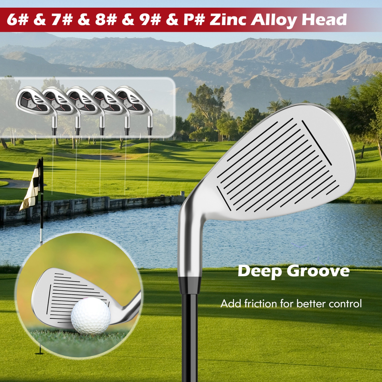 Costway Women's Complete Golf Club Set - 9 Pieces, Right Handed, 460cc Alloy Driver, Pink/Red