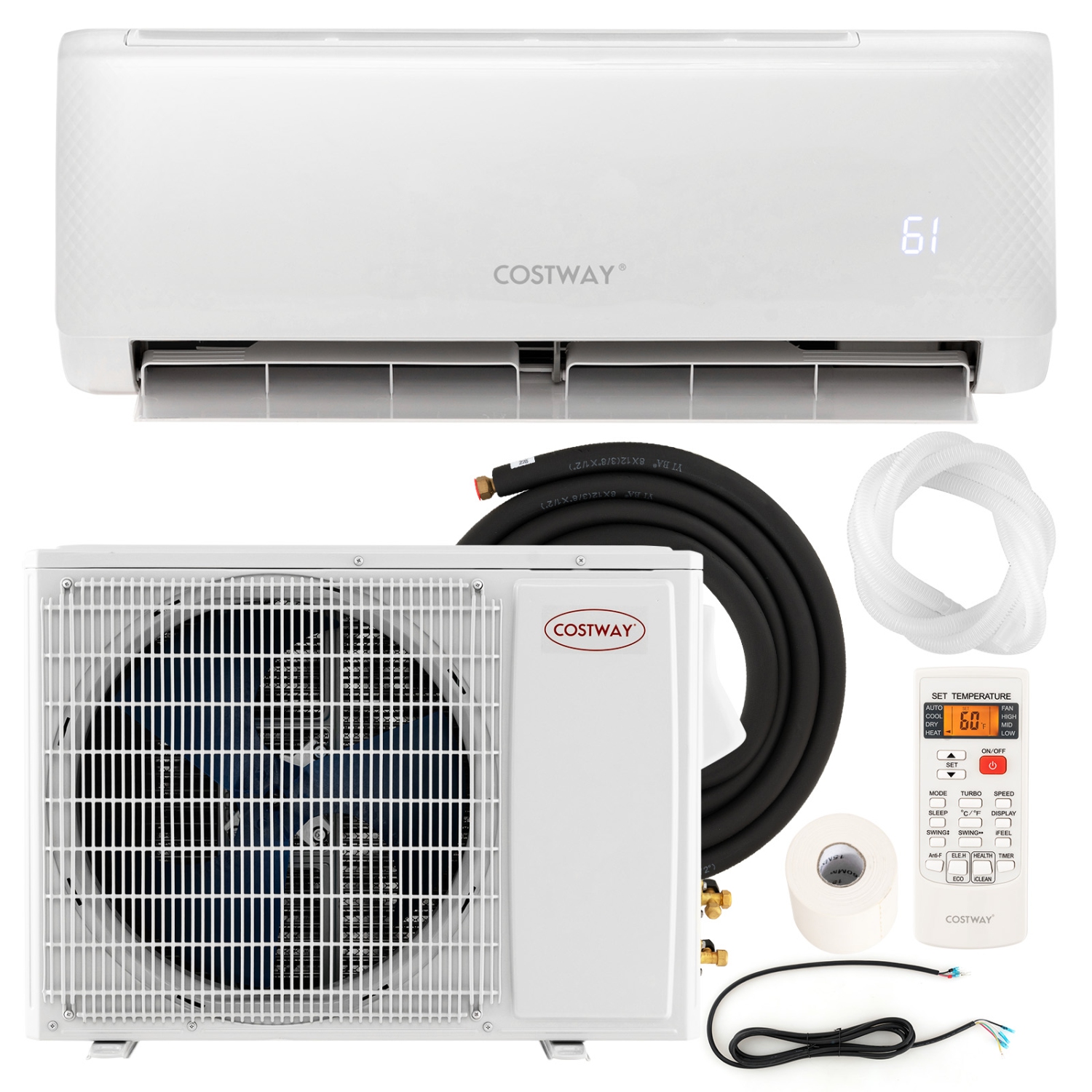 Costway 18,000 BTU Mini Split Air Conditioner AC Unit with Heat Pump & Remote Control