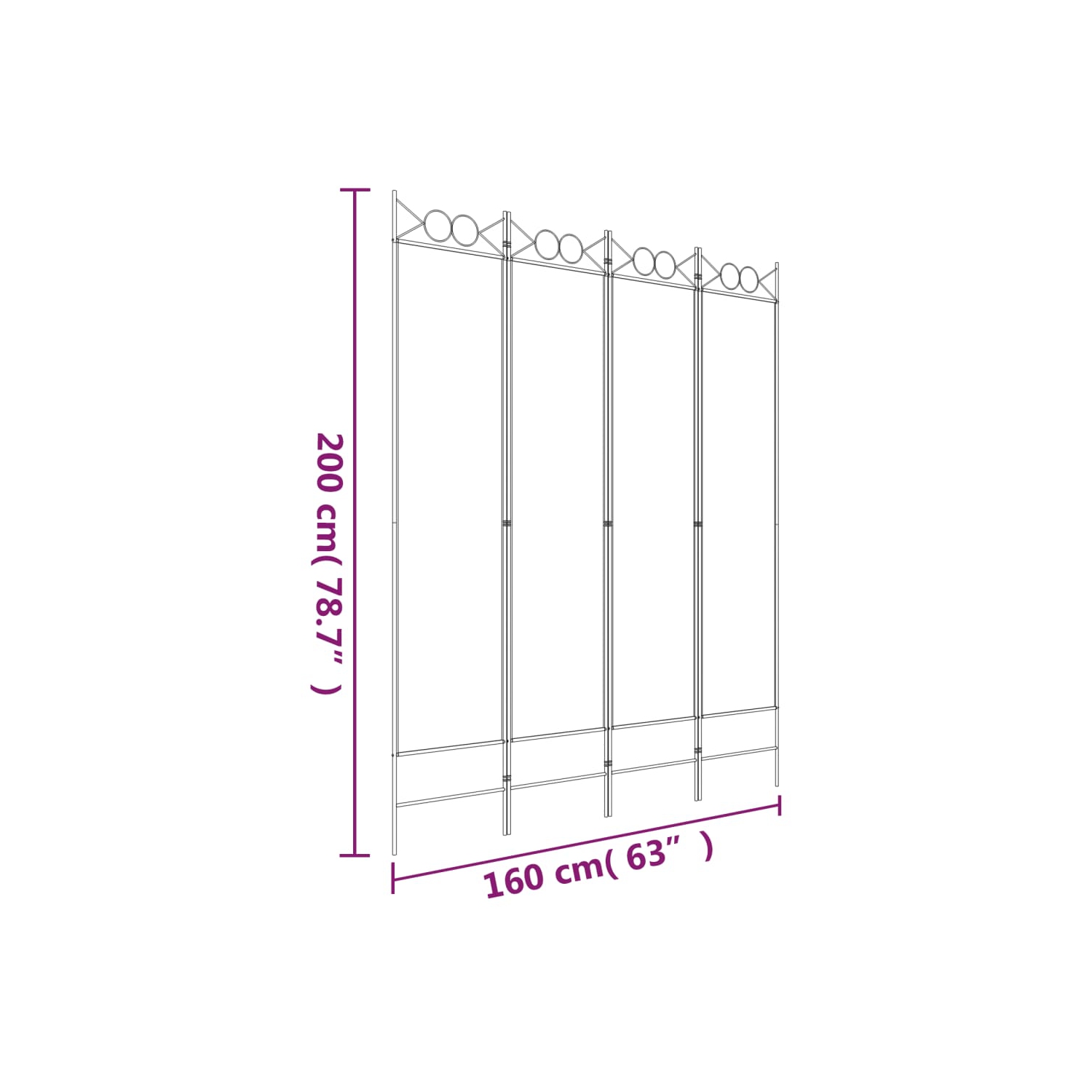 vidaXL 4-Panel Room Divider Brown 160x200 cm Fabric