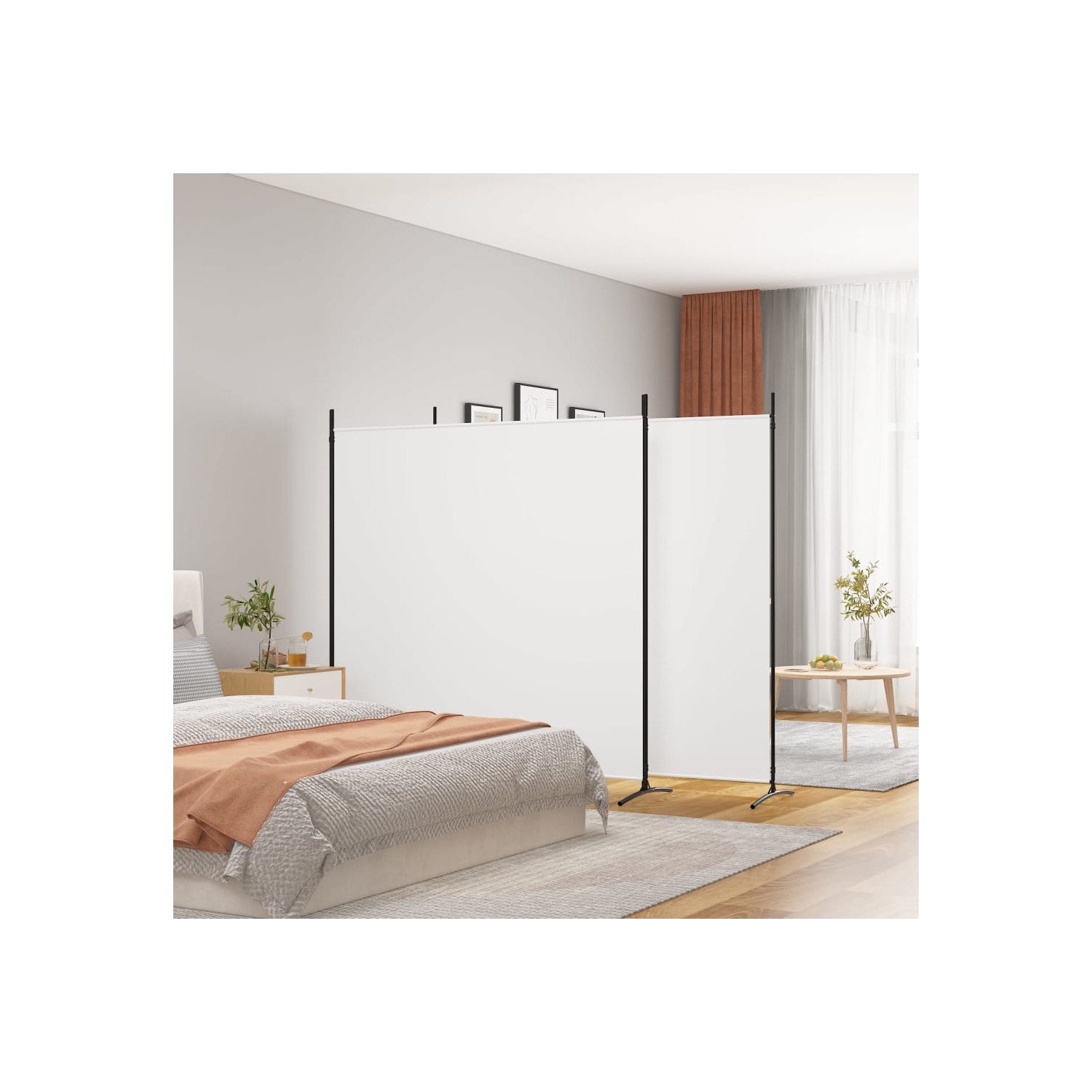 vidaXL 3-Panel Room Divider White 525x180 cm Fabric