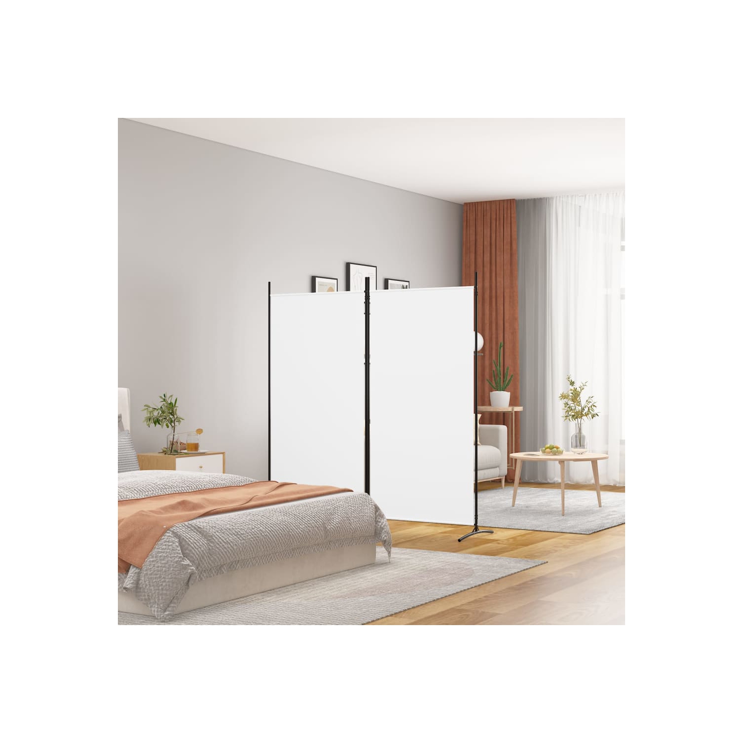 vidaXL 2-Panel Room Divider White 175x180 cm Fabric