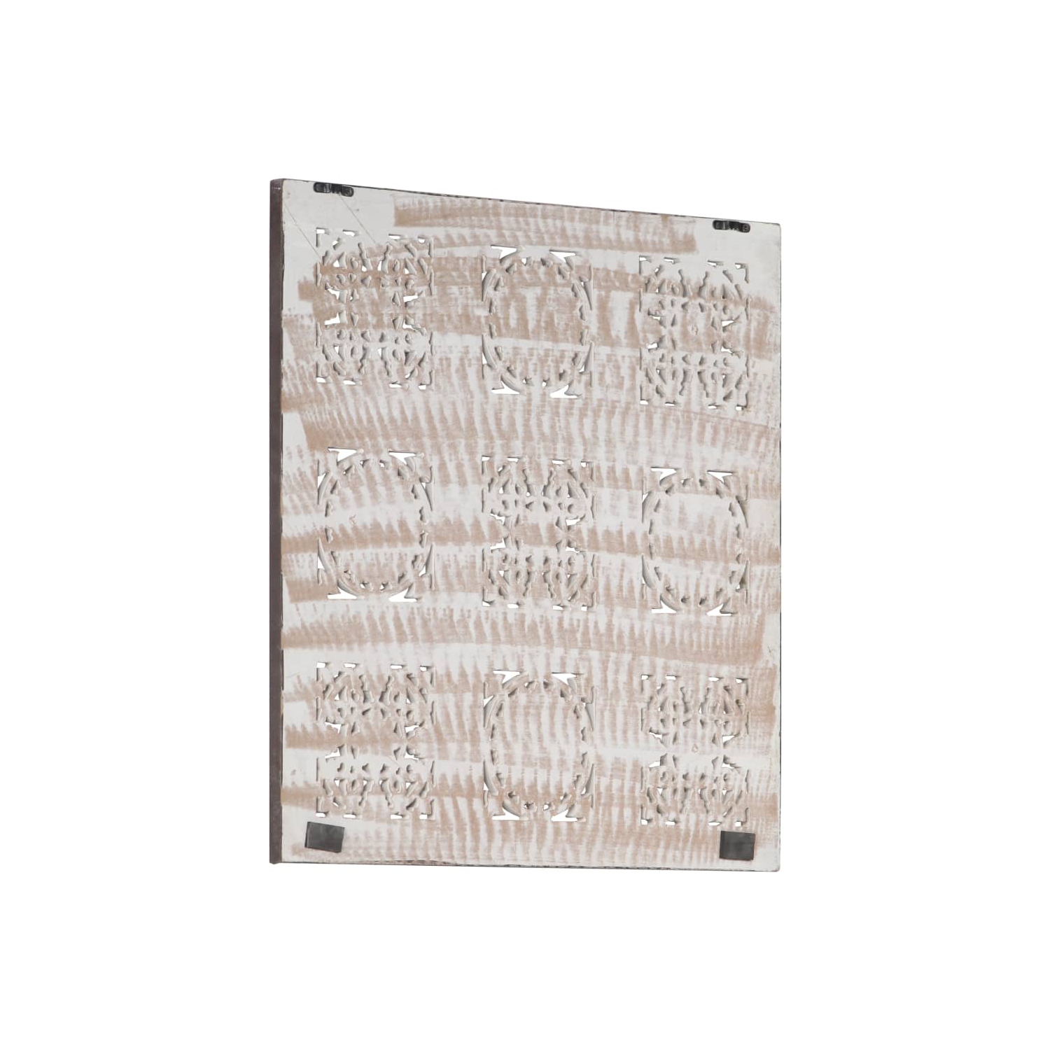 Panneau mural sculpté à la main en MDF 60 x 60 x 1,5&nbsp;cm brun et blanc