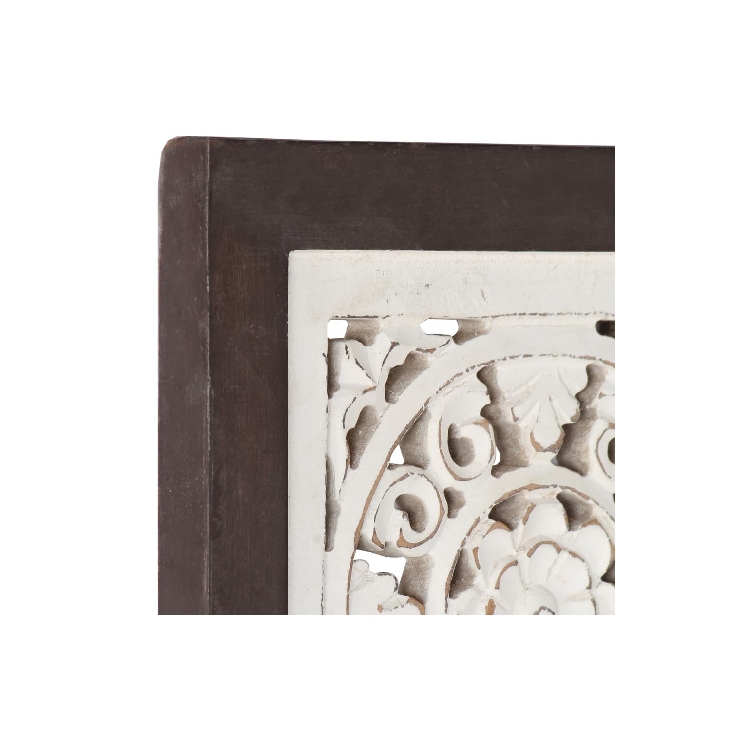Panneau mural sculpté à la main en MDF 60 x 60 x 1,5&nbsp;cm brun et blanc