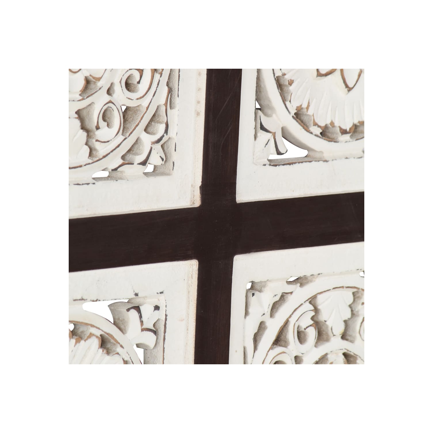 Panneau mural sculpté à la main en MDF 60 x 60 x 1,5&nbsp;cm brun et blanc