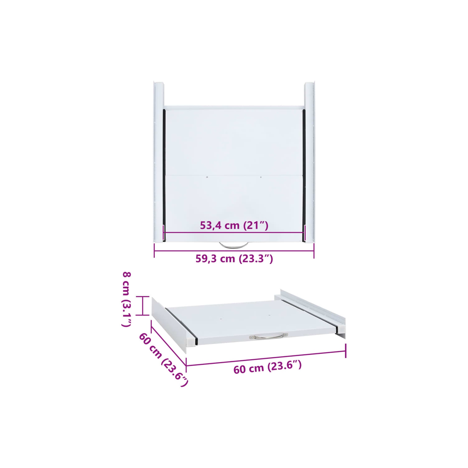 Ensemble de superposition pour laveuse avec tablette coulissante de vidaXL