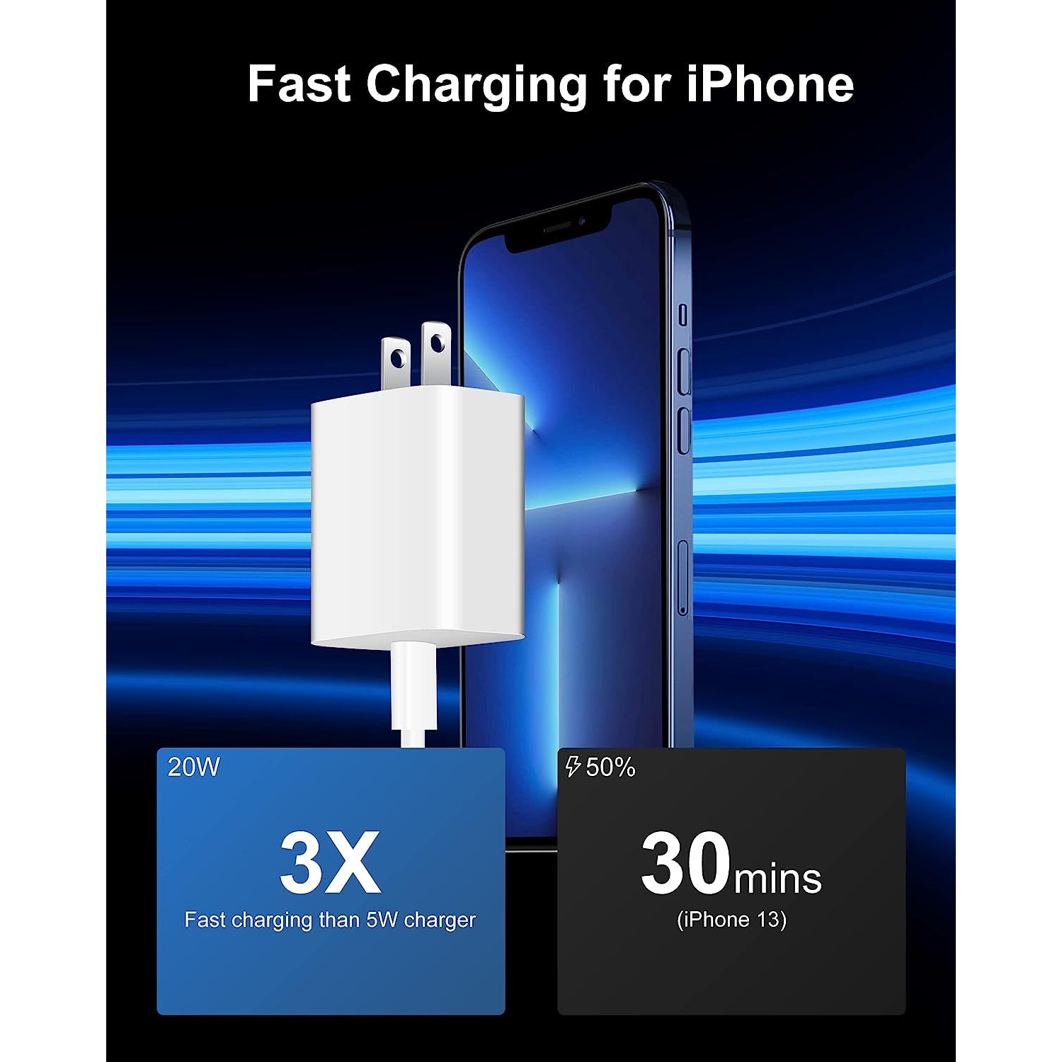 3 blocs de chargement USB-C - [certifié Apple] - Adaptateur d'alimentation USB-C 20&nbsp;W prise de chargeur mural - chargement rapide