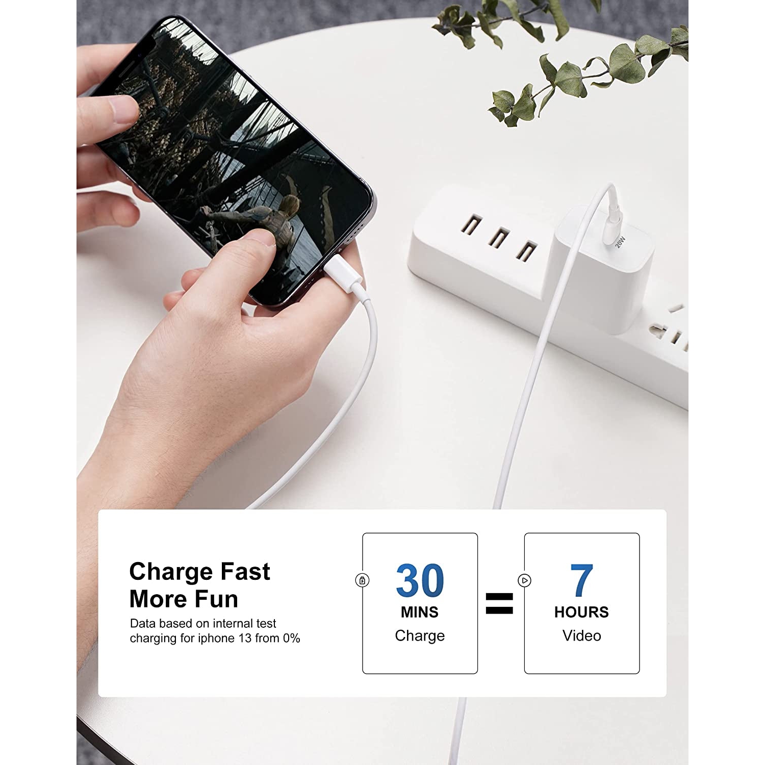 3 blocs de chargement USB-C - [certifié Apple] - Adaptateur d'alimentation USB-C 20&nbsp;W prise de chargeur mural - chargement rapide