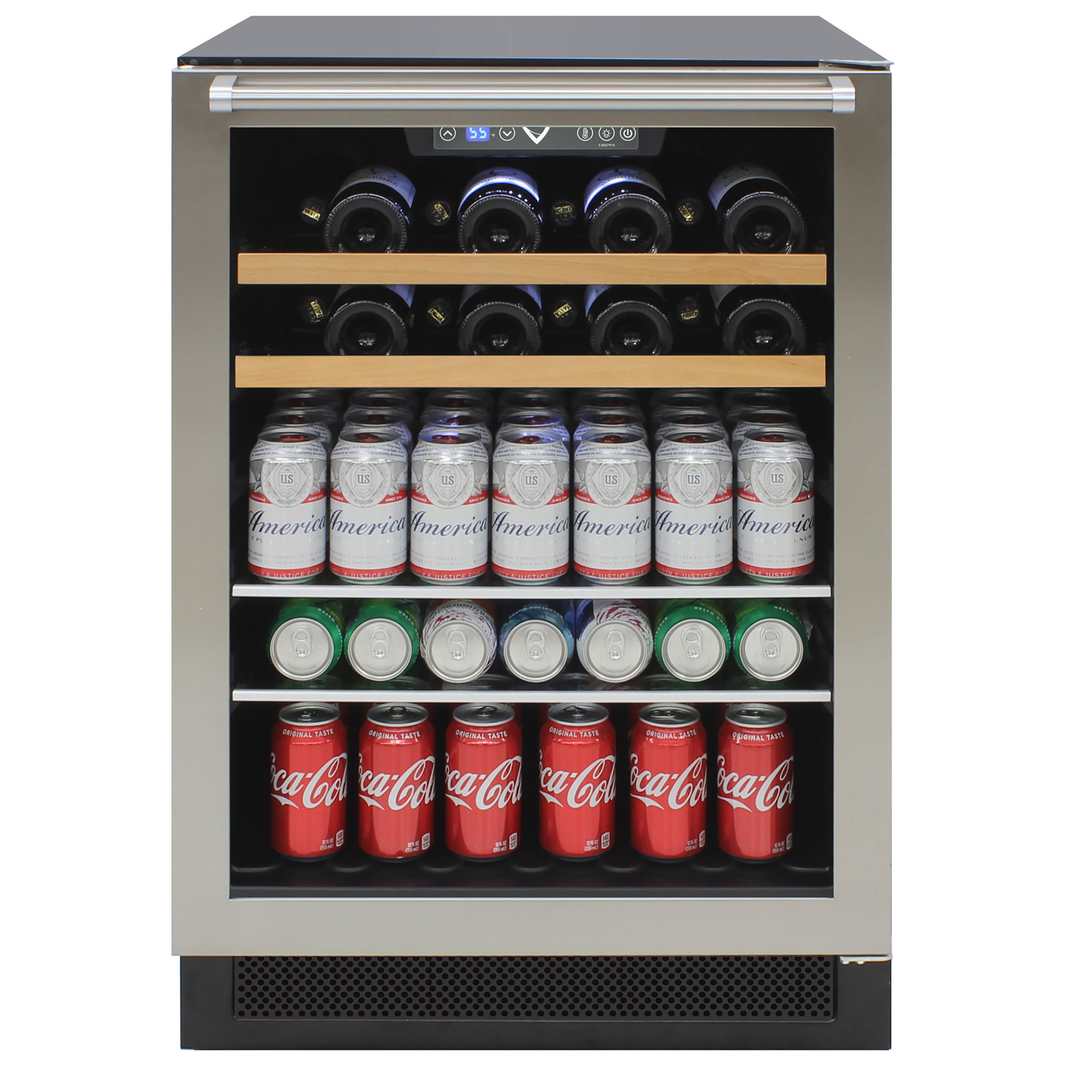 Réfrigérateur à boissons encastrable pour 16 bouteilles/106 canettes de Vinturi - Acier inoxydable