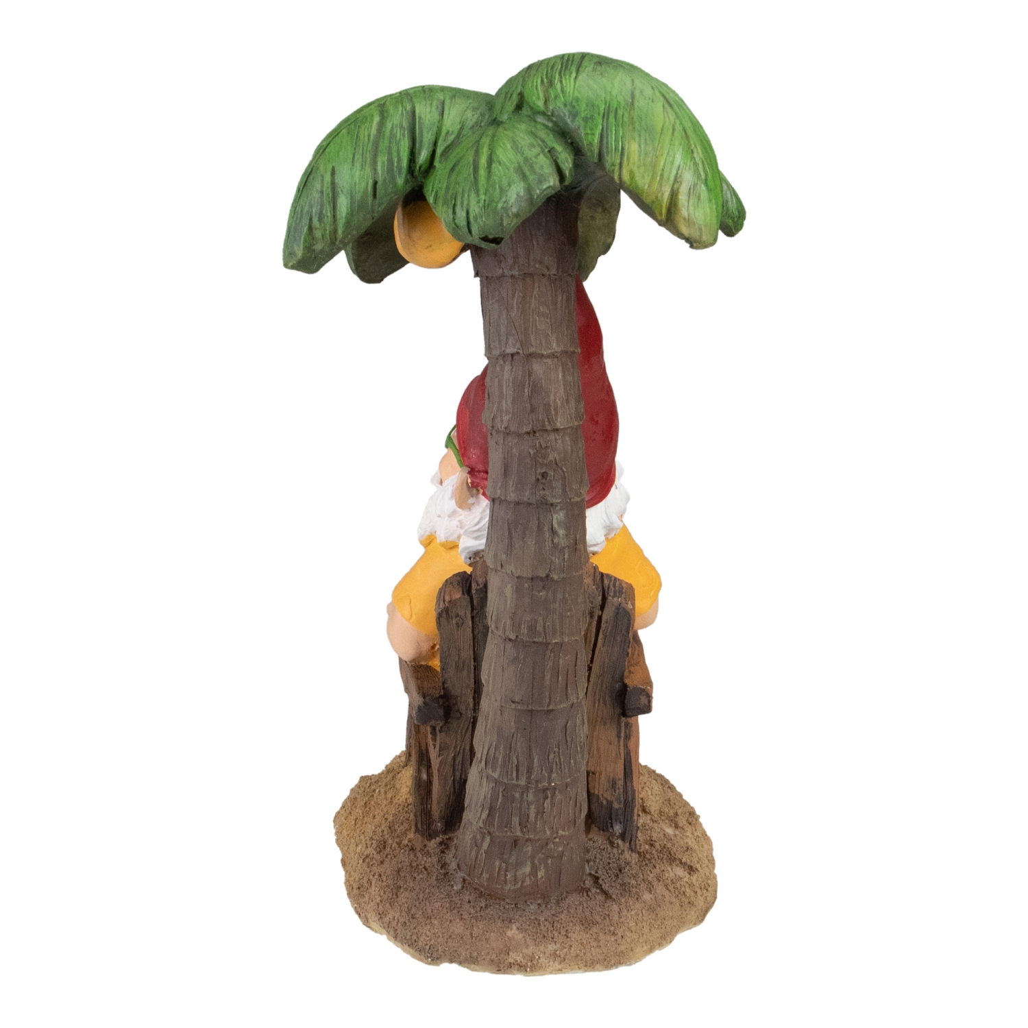 12.25" Tropical Gnome with Palm Tree Outdoor Garden Statue