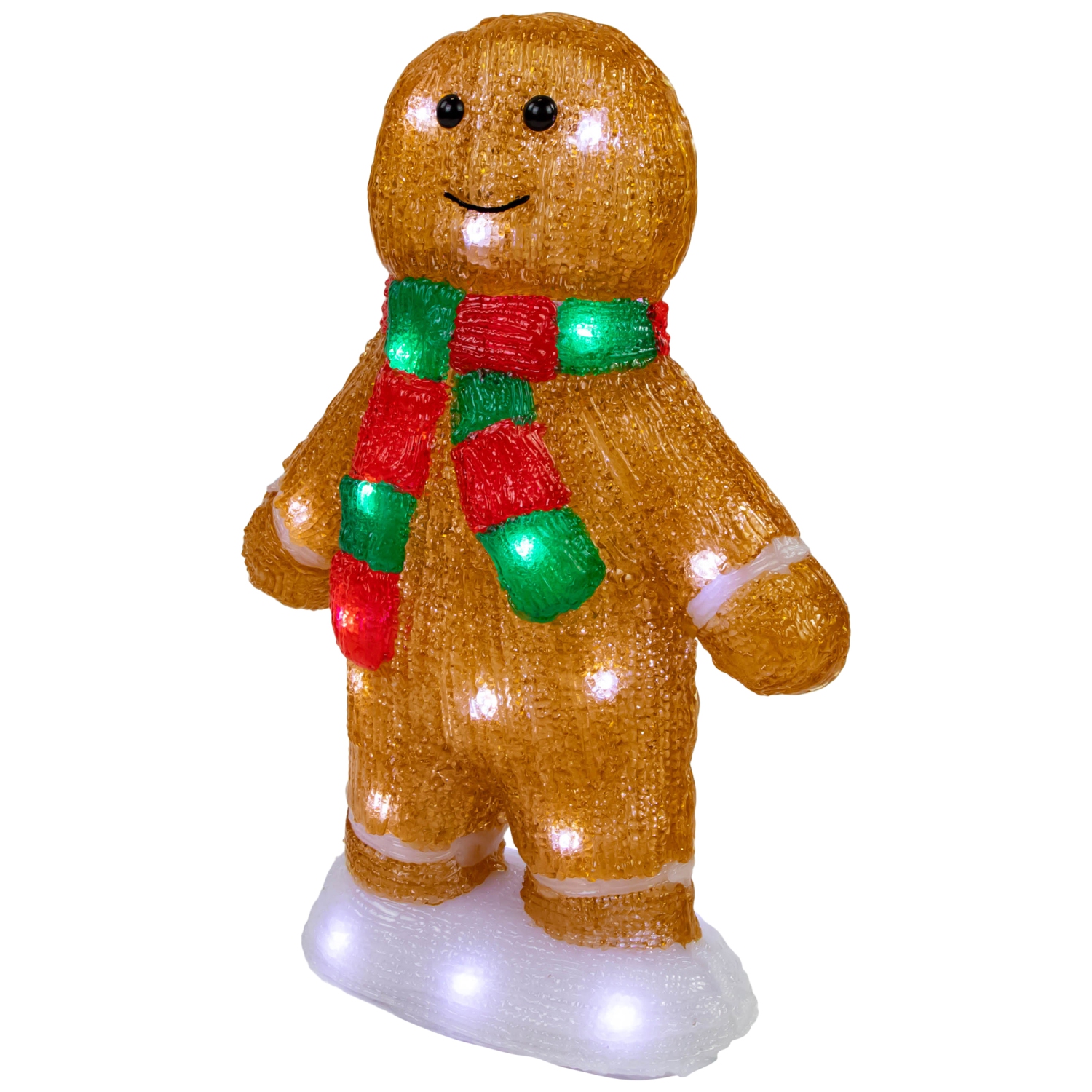LED Lighted Acrylic Gingerbread Man with Scarf Outdoor Christmas Decoration - 14"
