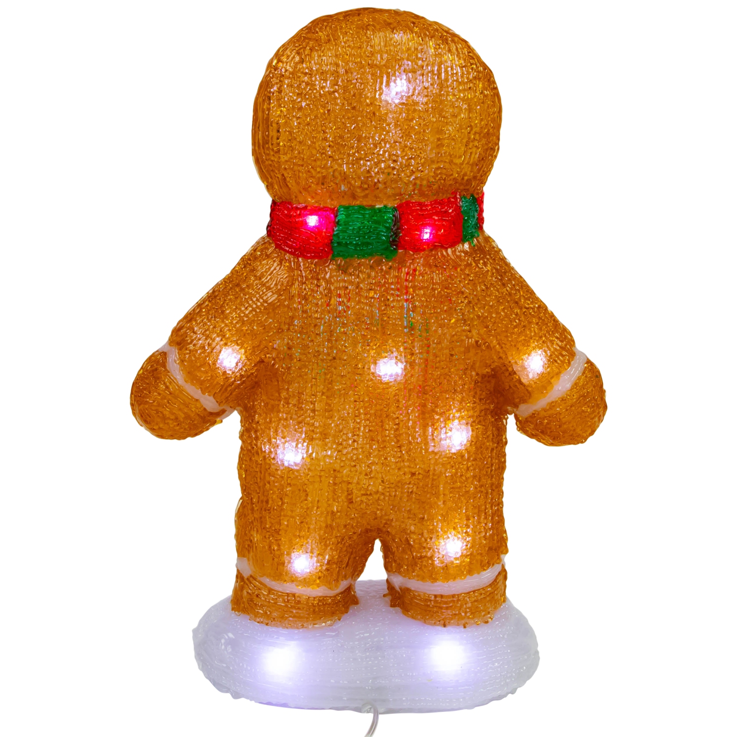 LED Lighted Acrylic Gingerbread Man with Scarf Outdoor Christmas Decoration - 14"