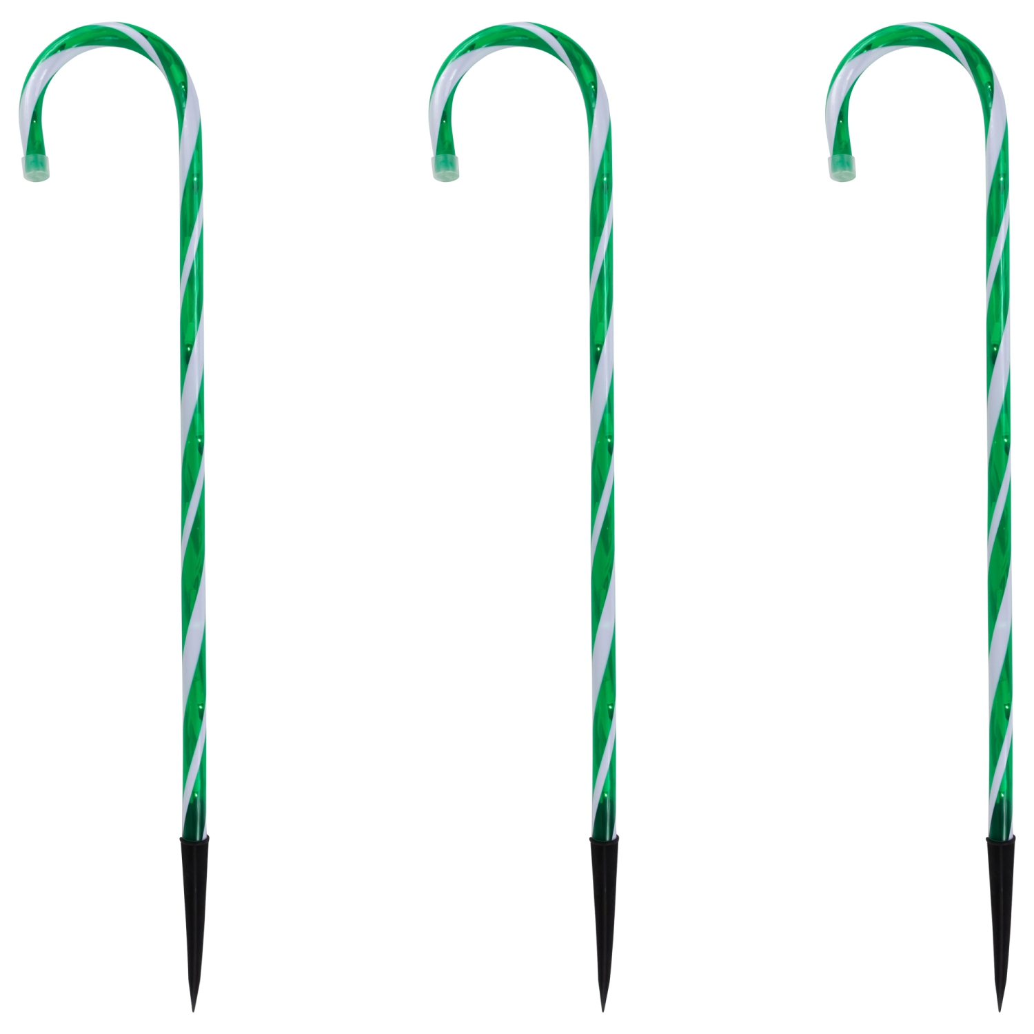Lighted Twinkle Candy Cane Christmas Outdoor Pathway Markers - 26" - Green and White - Set of 3