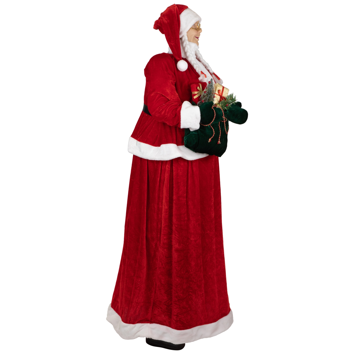 Mrs. Claus Standing Commercial Christmas Figure with Gift Bag - 6'