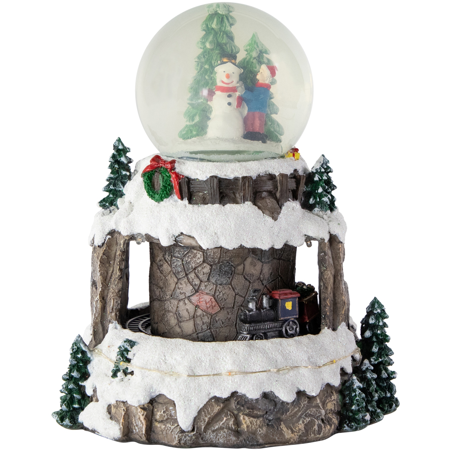 LED Lighted Animated and Musical Christmas Snowman and Train Snow Globe - 9.25"