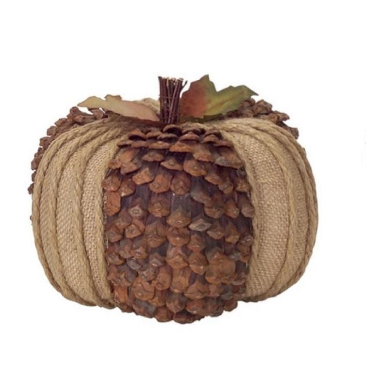Set of 2 Fall Harvest Pine Cone Pumpkin Decorations 10"