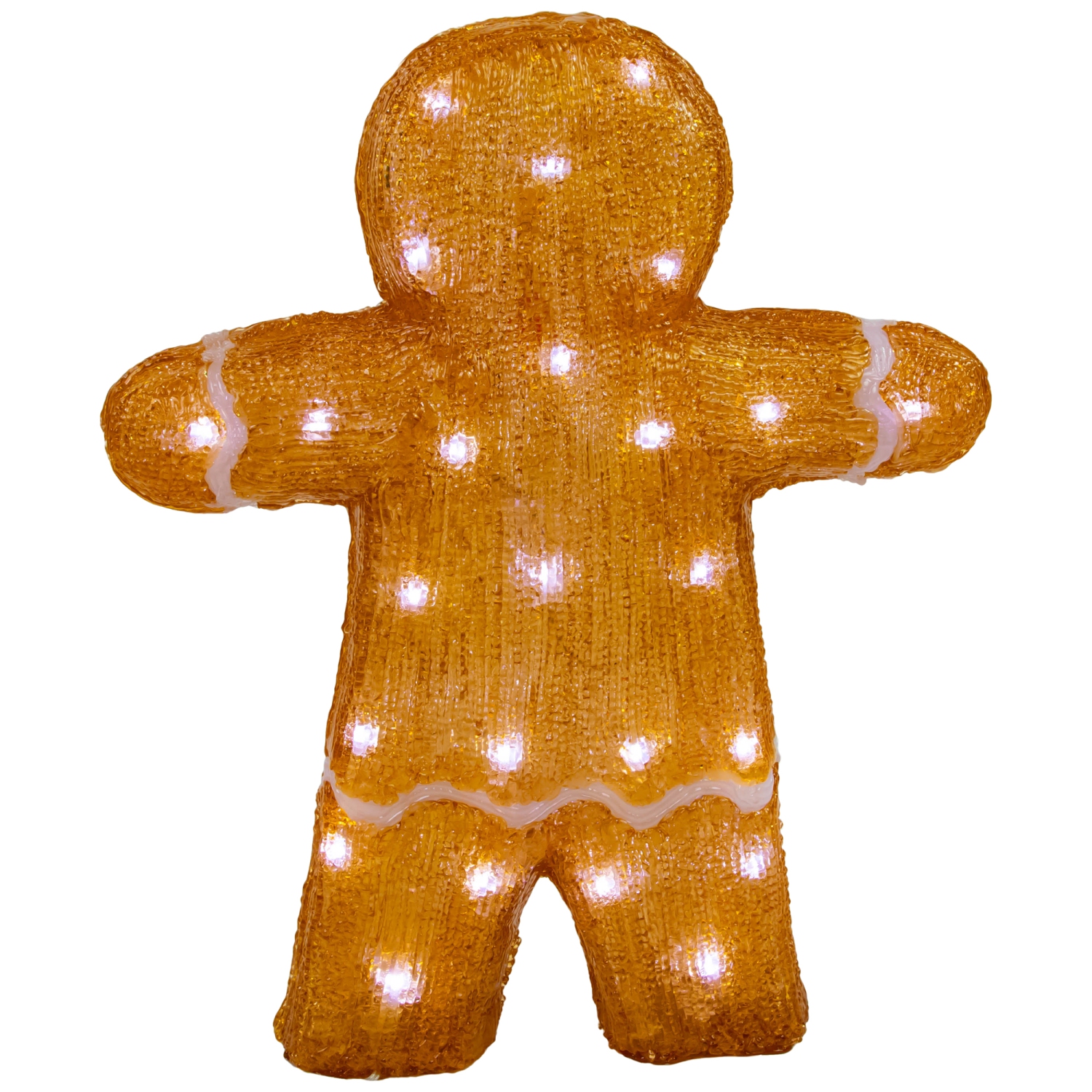 LED Lighted Acrylic Gingerbread Man with Bow Tie Outdoor Christmas Decoration - 16"