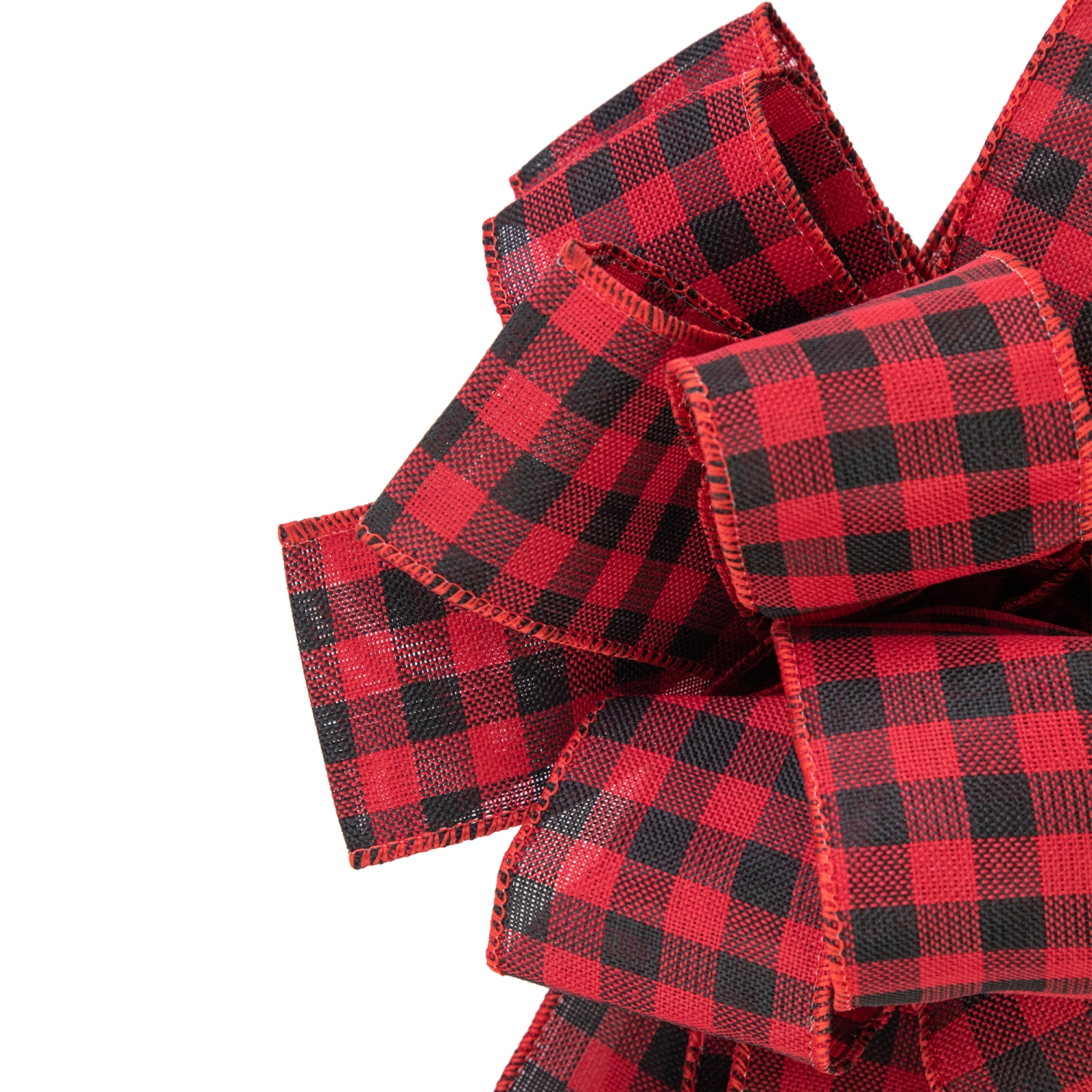 19" Buffalo Plaid Print 14 Loop Christmas Bow Tree Topper