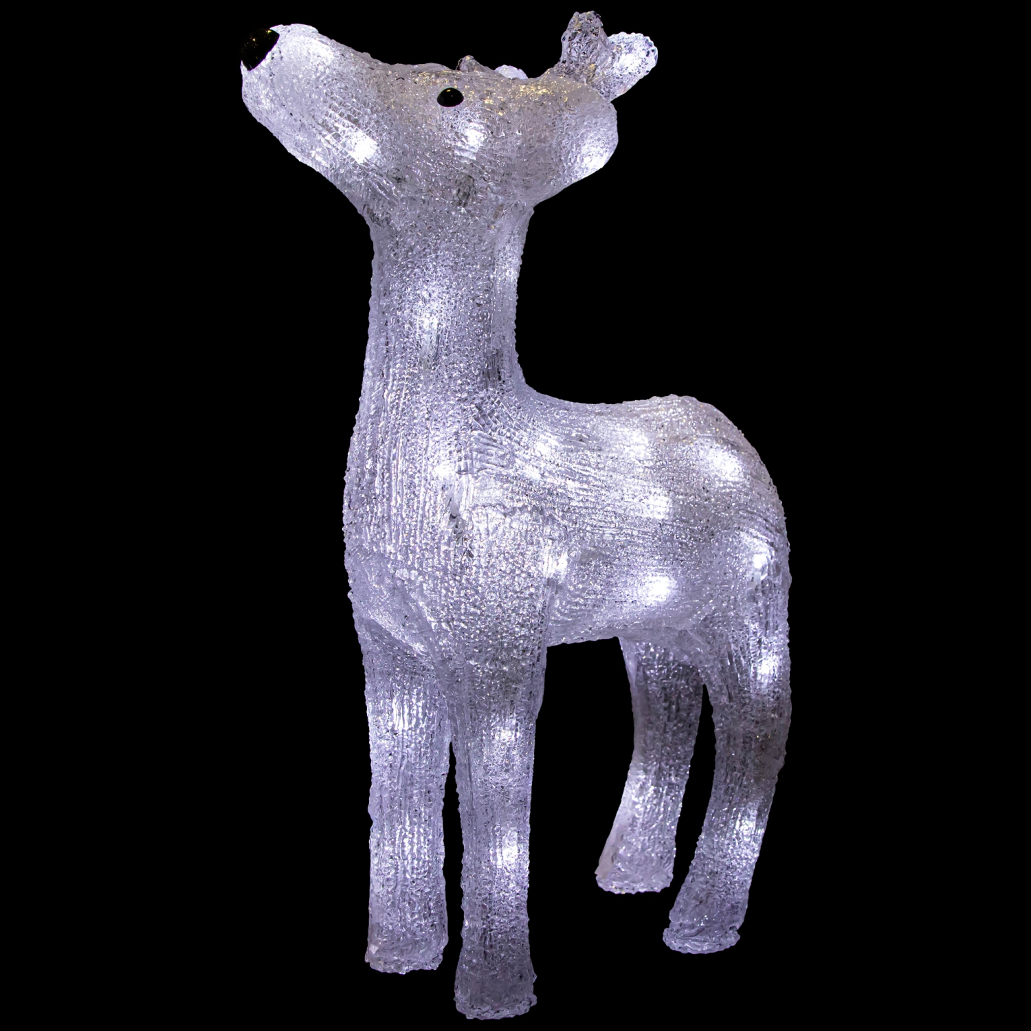LED Lighted Commercial Grade Acrylic Reindeer Outdoor Christmas Decoration - 15" - Pure White Lights