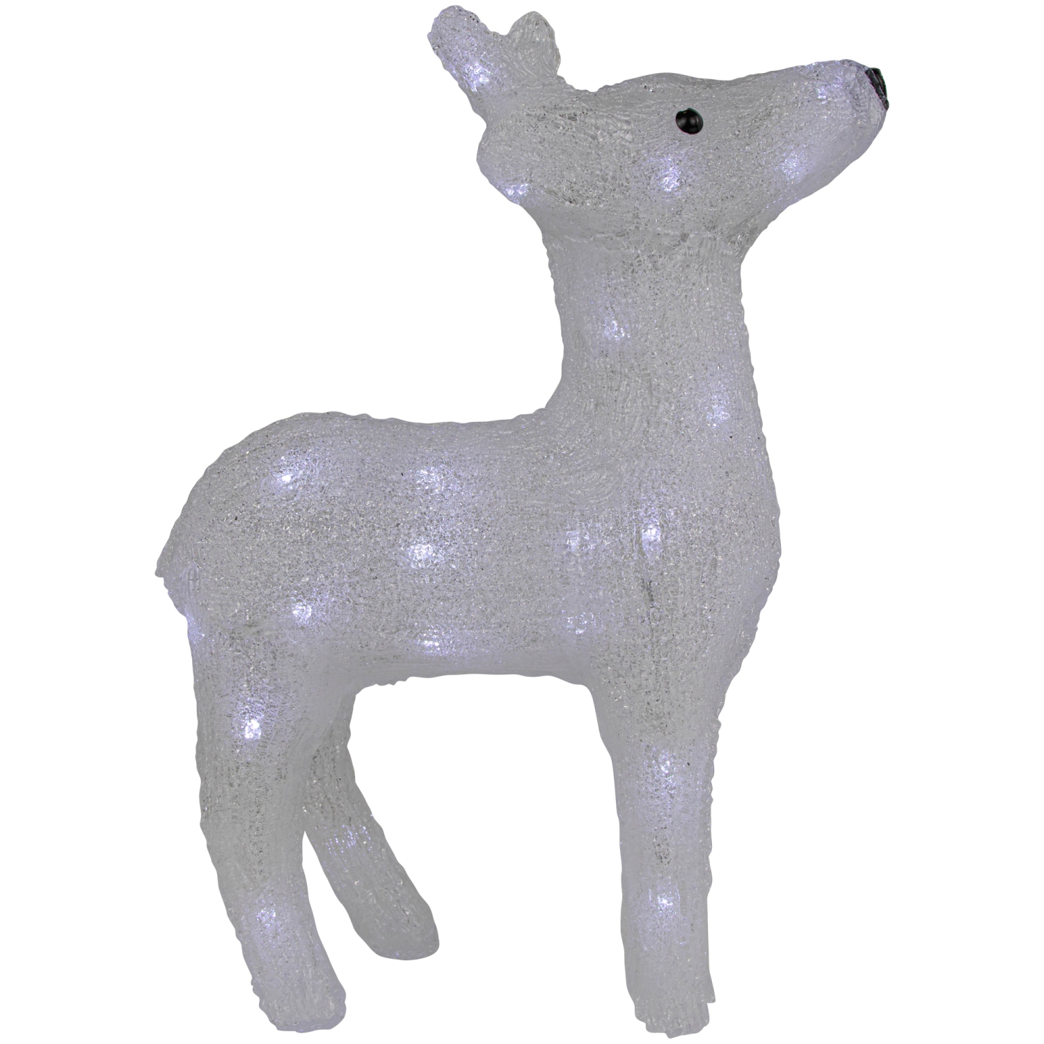 LED Lighted Commercial Grade Acrylic Reindeer Outdoor Christmas Decoration - 15" - Pure White Lights