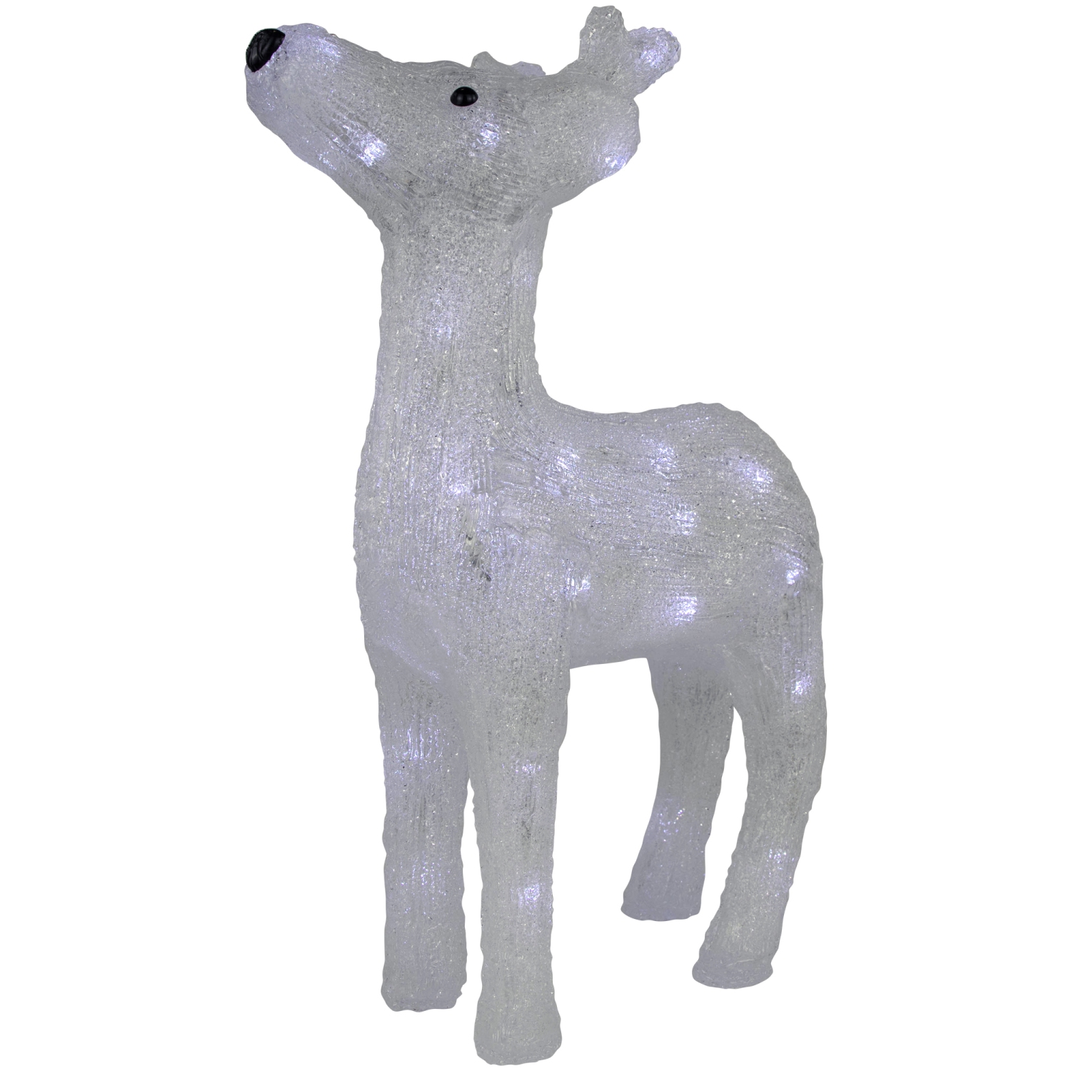 LED Lighted Commercial Grade Acrylic Reindeer Outdoor Christmas Decoration - 15" - Pure White Lights