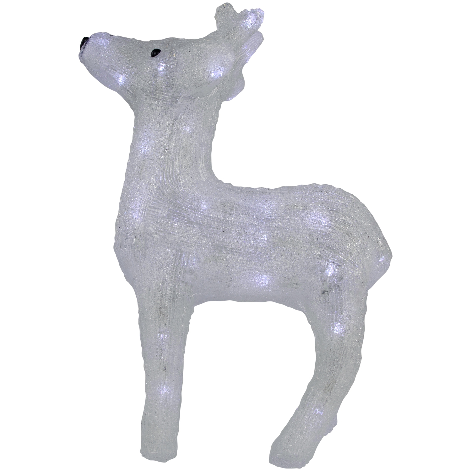 LED Lighted Commercial Grade Acrylic Reindeer Outdoor Christmas Decoration - 15" - Pure White Lights